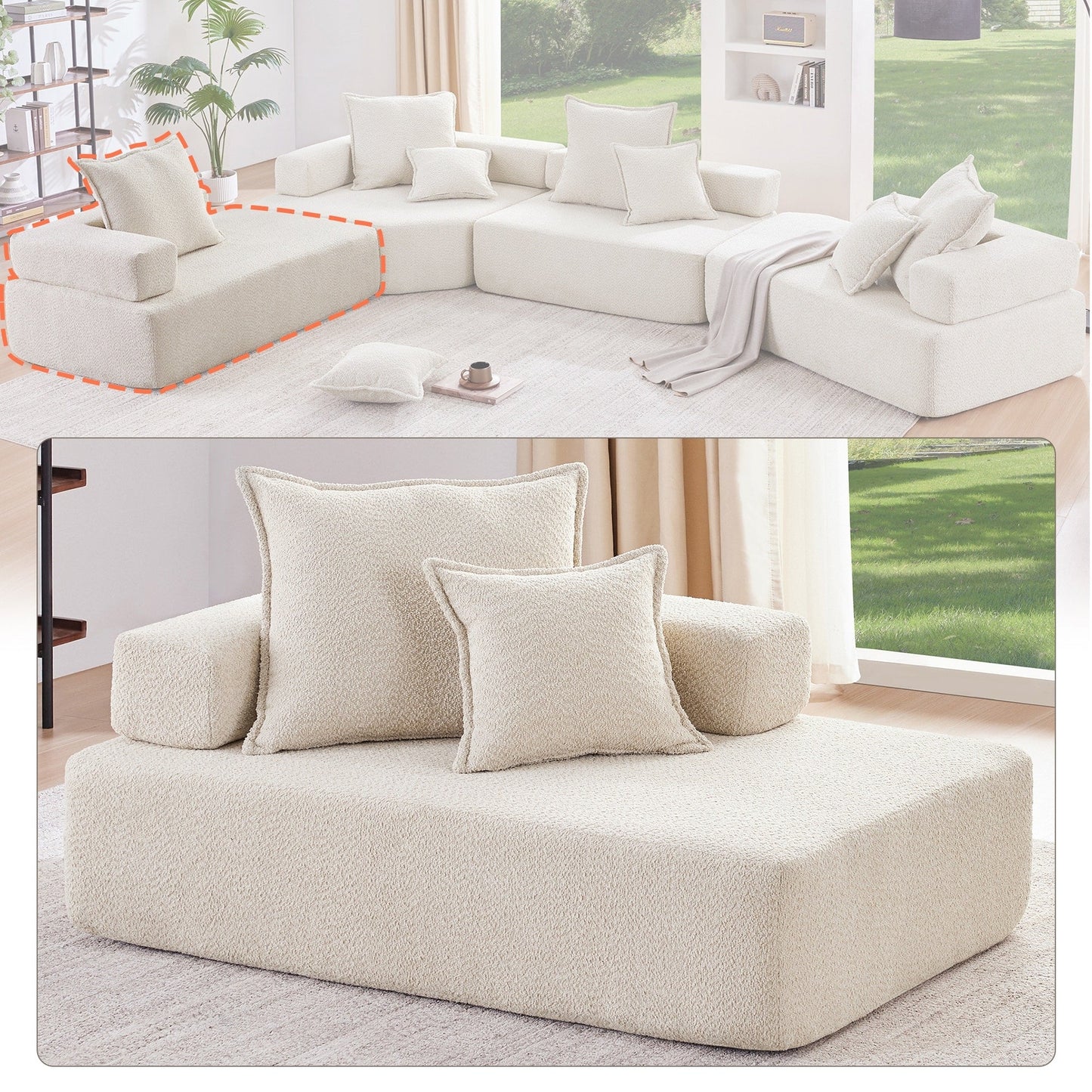 Modern Floor Couch Convertible Compressed Couch, Lounge Frame for Oversized Modular U Shaped Sectional Sofa