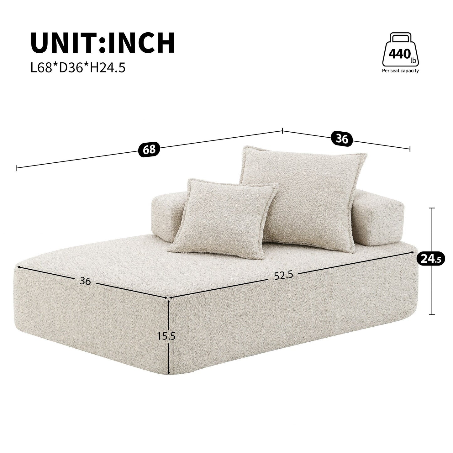 Modern Floor Couch Convertible Compressed Couch, Special-Shaped Frame for Oversized Modular U Shaped Sectional Sofa