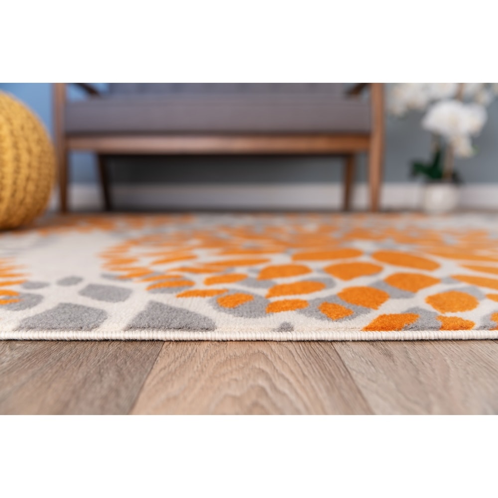 World Rug Gallery Moderner Teppich mit floralen Kreisen