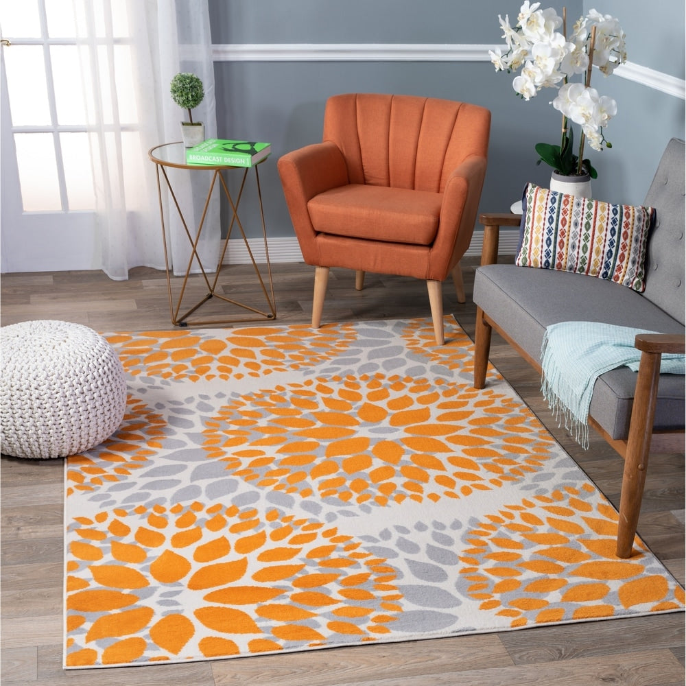 World Rug Gallery Moderner Teppich mit floralen Kreisen