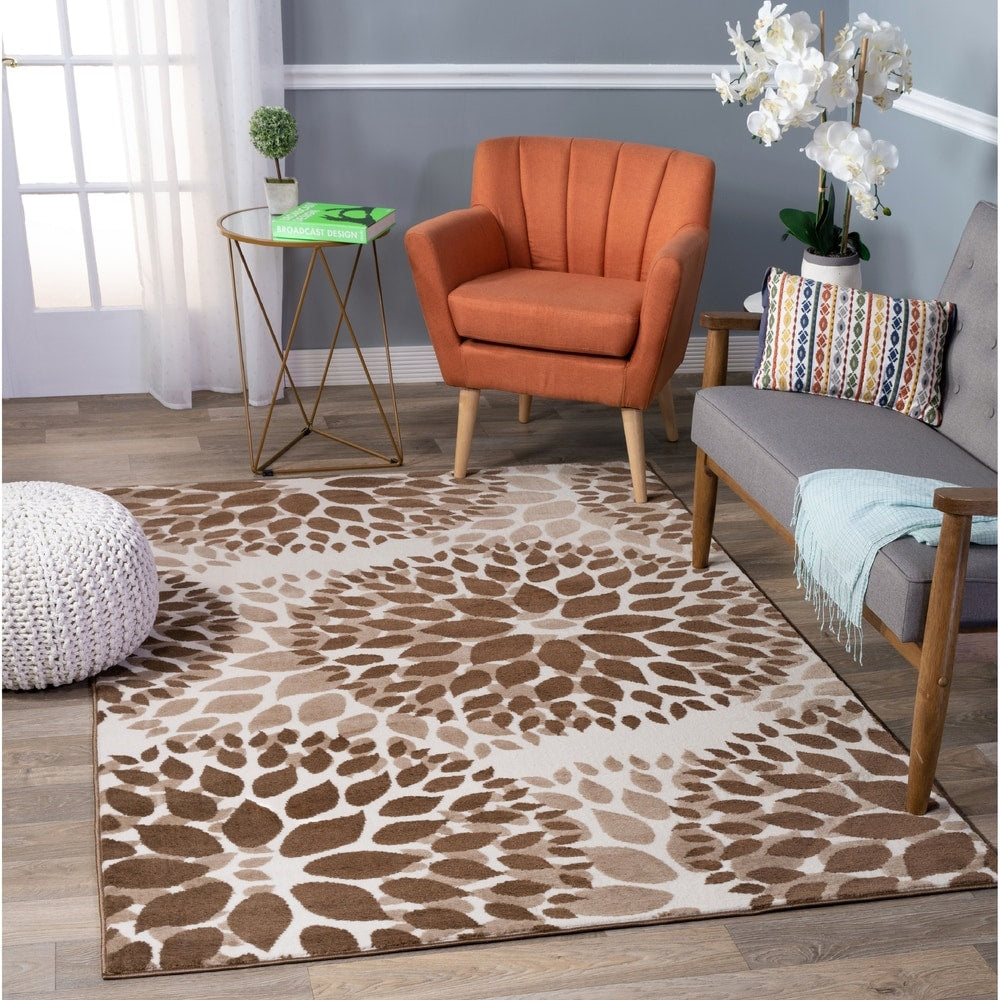 World Rug Gallery Moderner Teppich mit floralen Kreisen