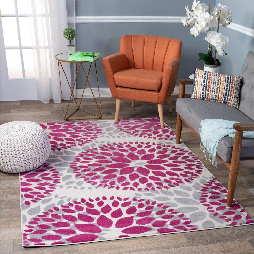 World Rug Gallery Moderner Teppich mit floralen Kreisen