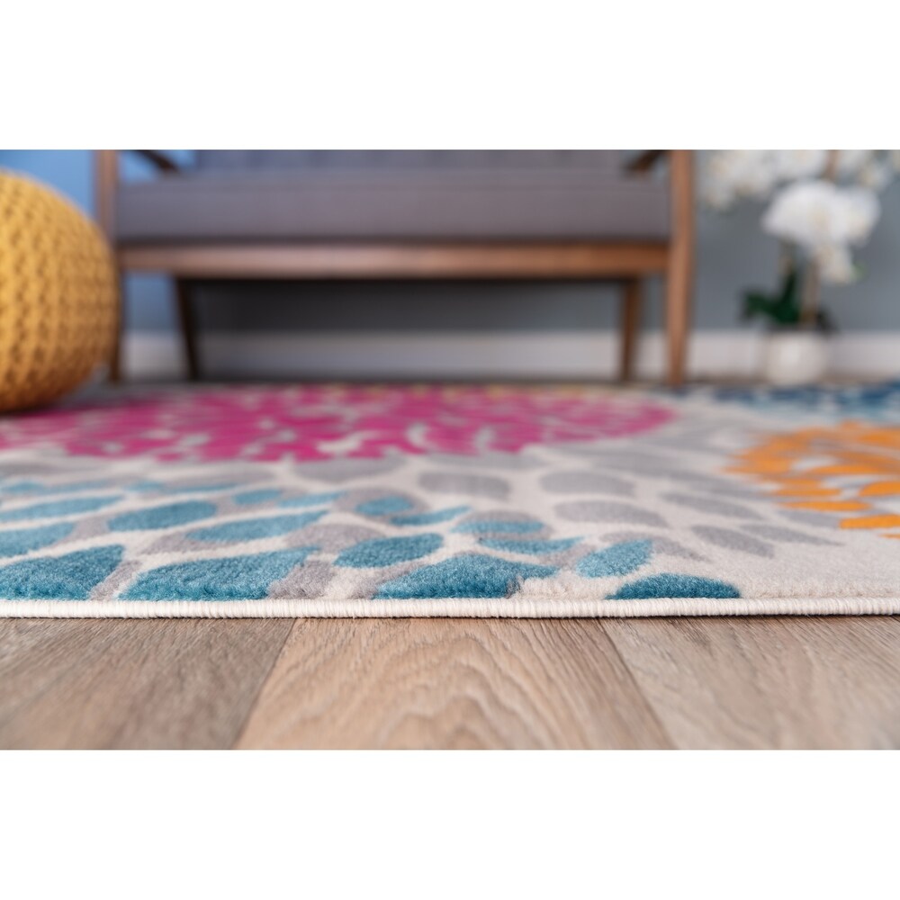 World Rug Gallery Moderner Teppich mit floralen Kreisen