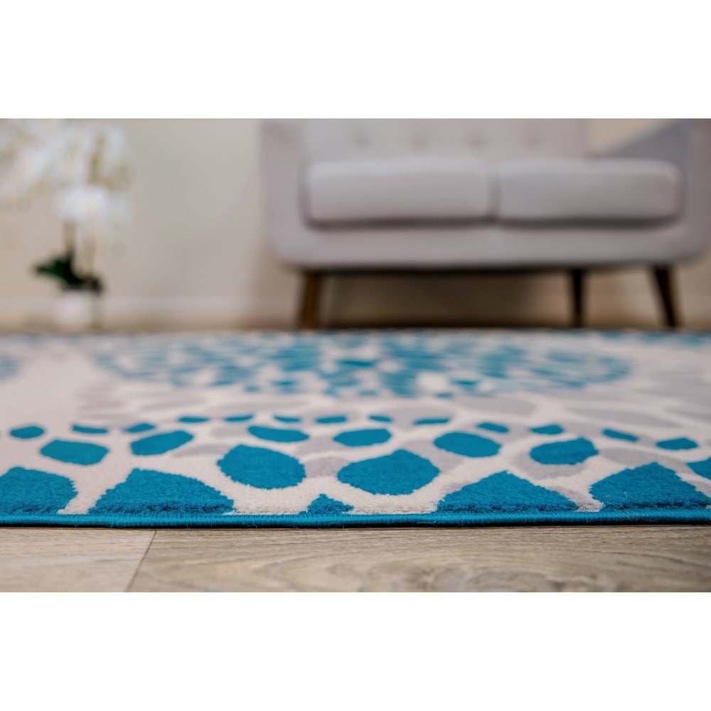 World Rug Gallery Moderner Teppich mit floralen Kreisen