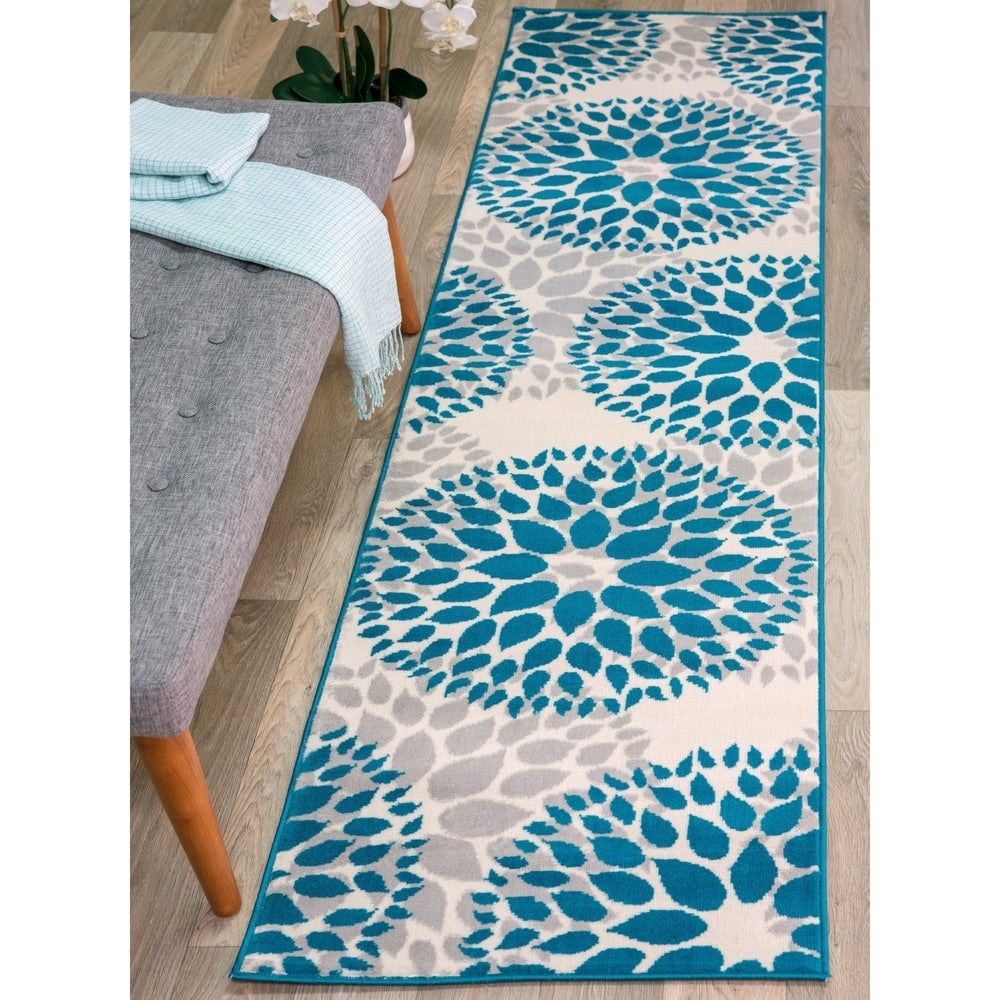 World Rug Gallery Moderner Teppich mit floralen Kreisen