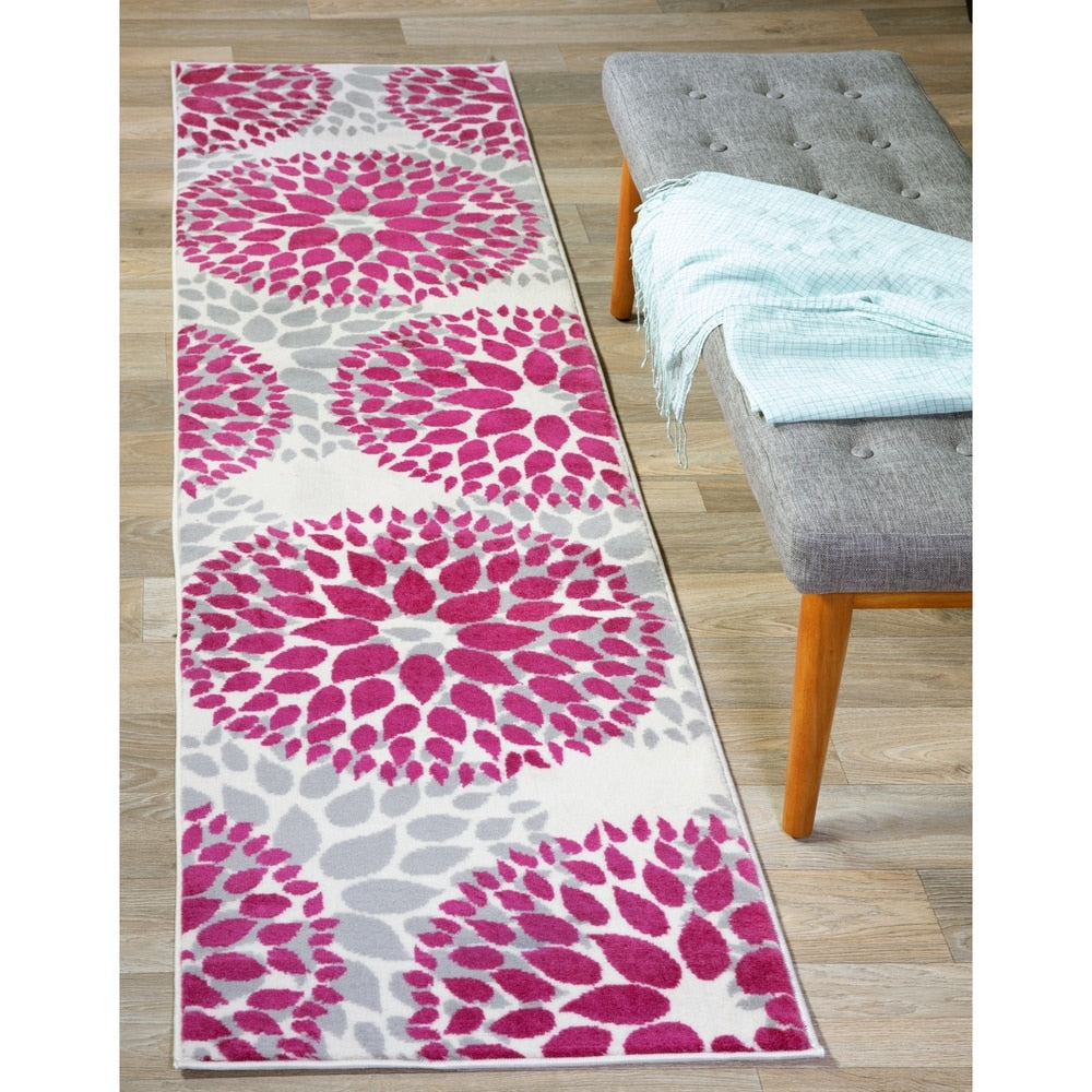 World Rug Gallery Moderner Teppich mit floralen Kreisen