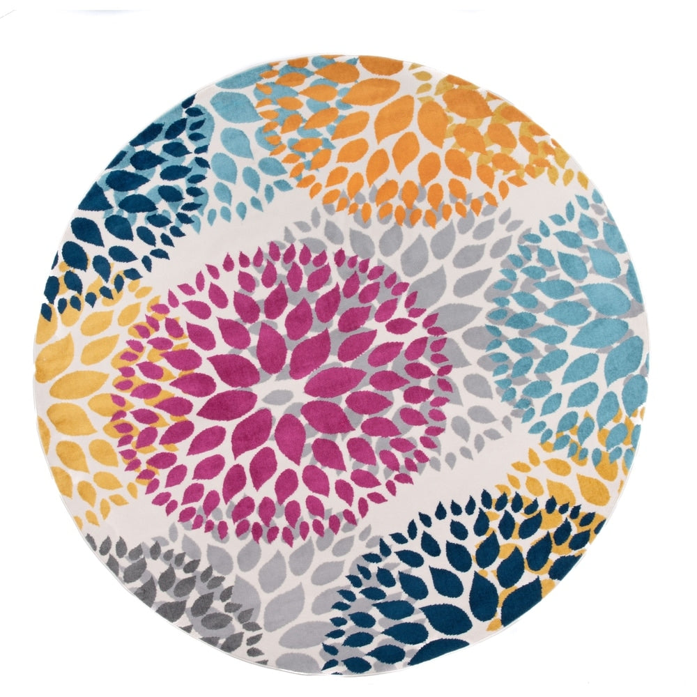 World Rug Gallery Moderner Teppich mit floralen Kreisen