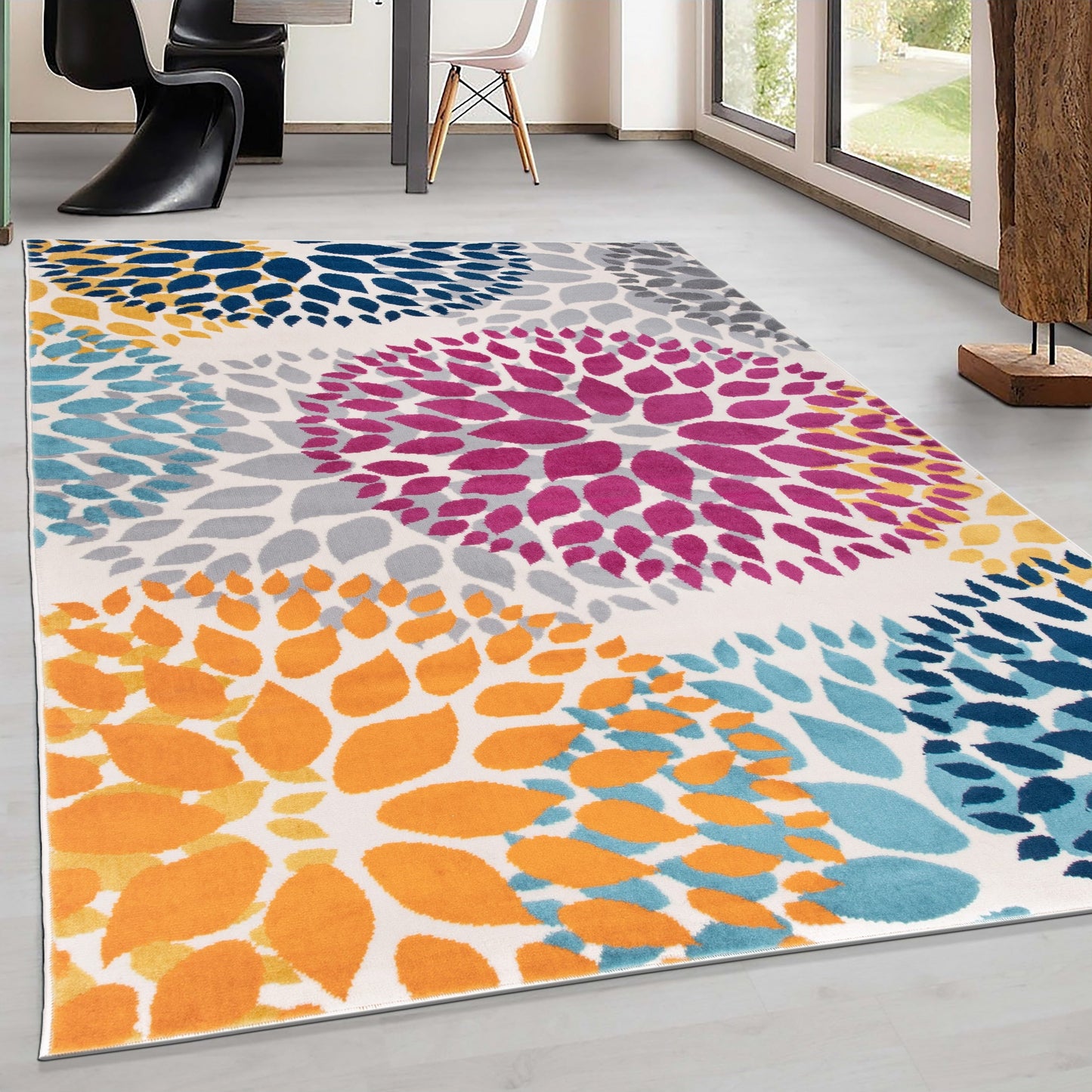 World Rug Gallery Moderner Teppich mit floralen Kreisen