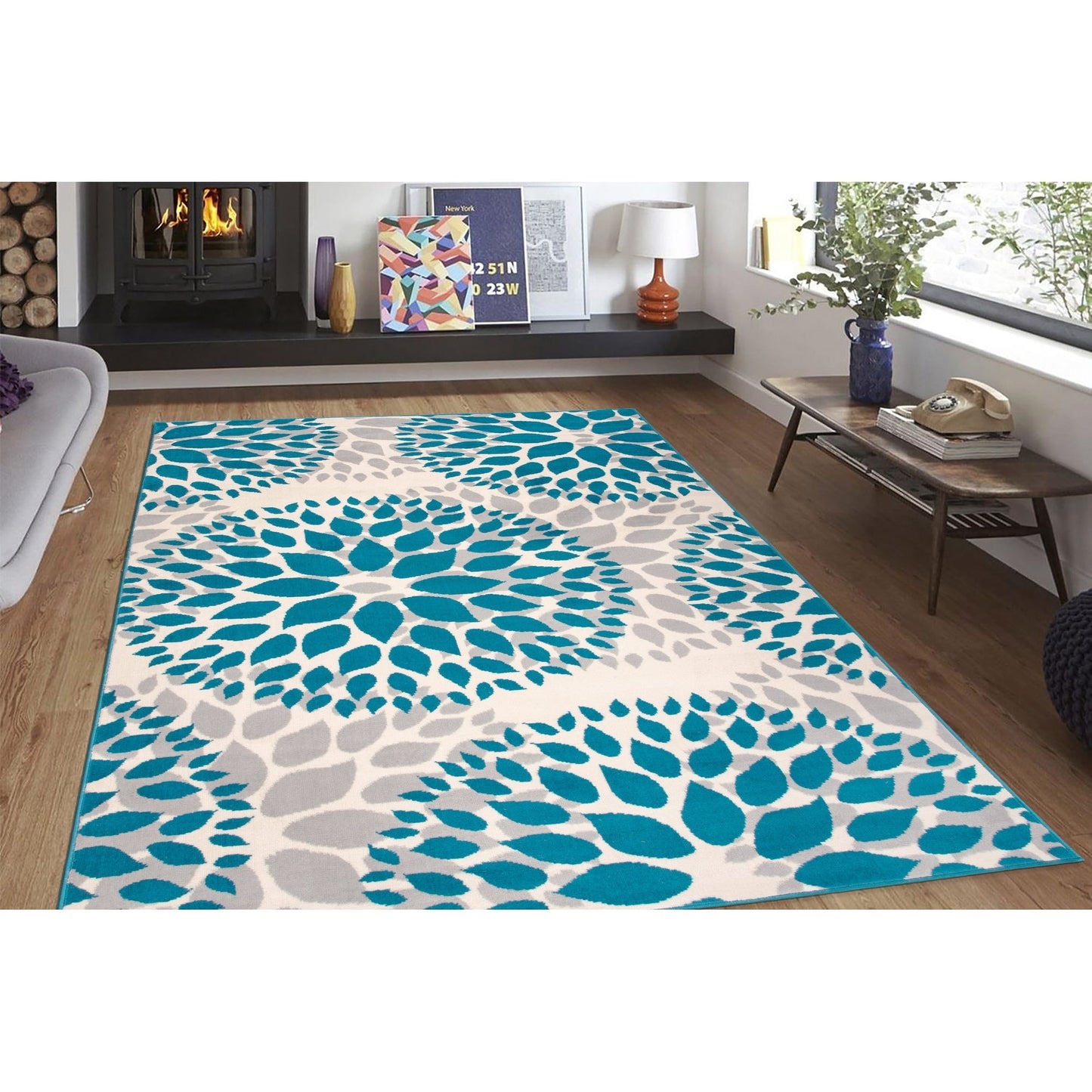 World Rug Gallery Moderner Teppich mit floralen Kreisen