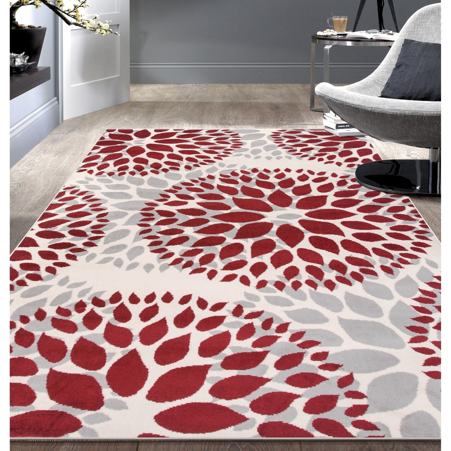 World Rug Gallery Moderner Teppich mit floralen Kreisen