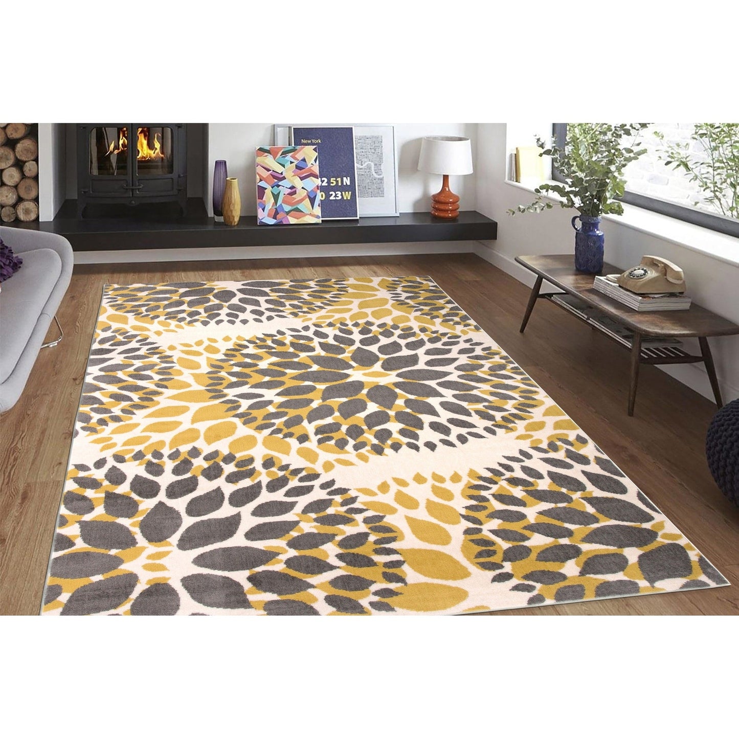 World Rug Gallery Moderner Teppich mit floralen Kreisen