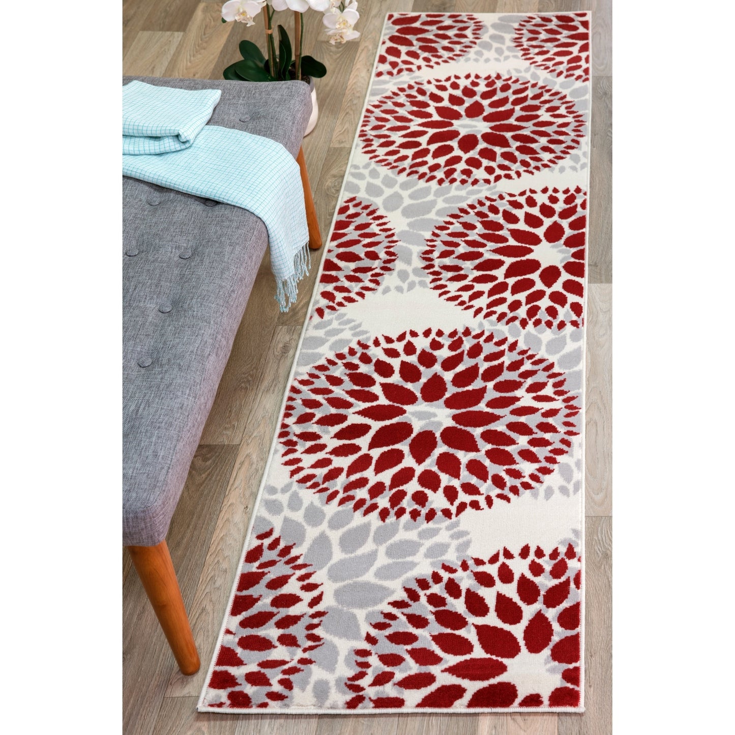 World Rug Gallery Moderner Teppich mit floralen Kreisen