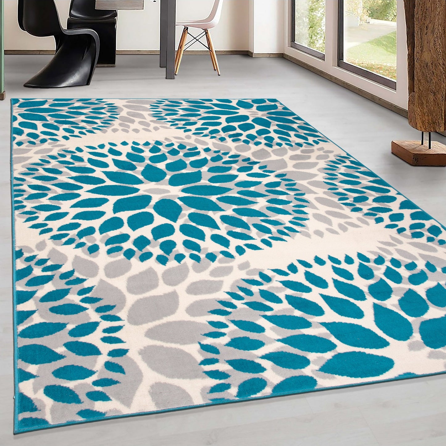 World Rug Gallery Moderner Teppich mit floralen Kreisen
