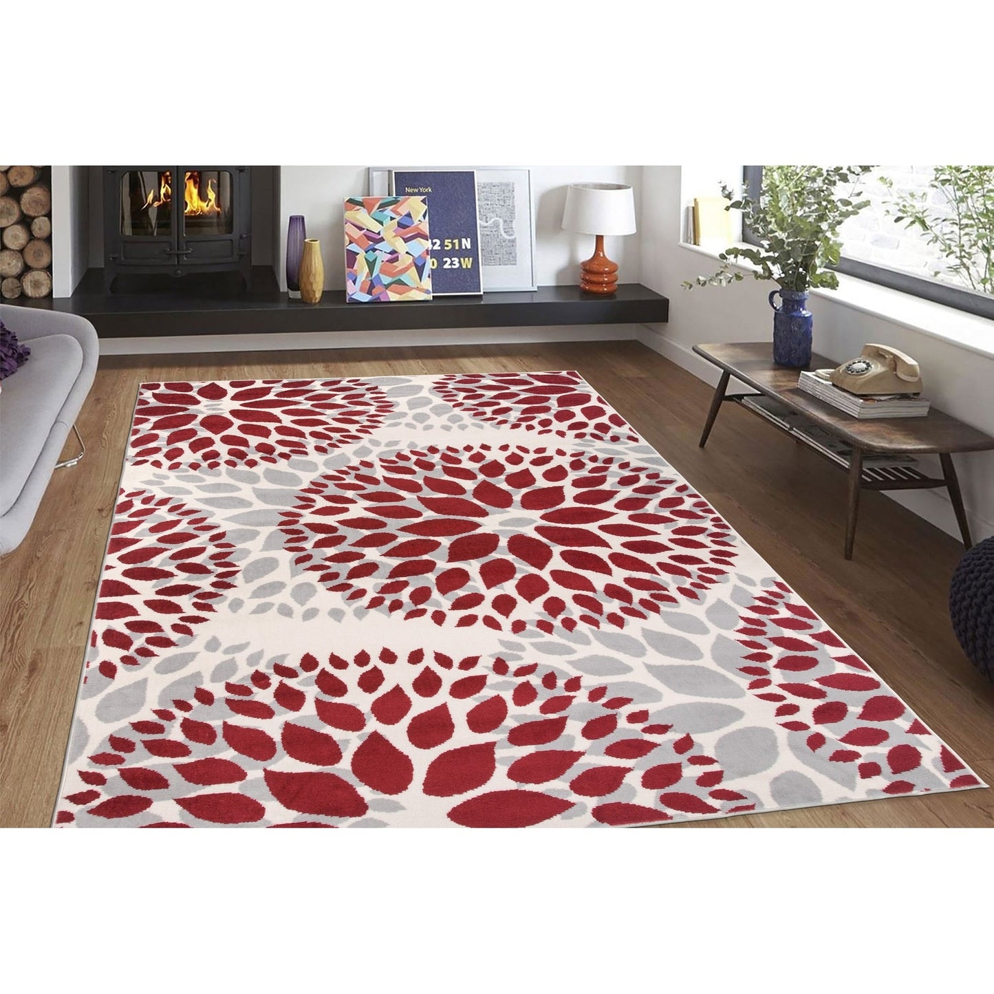 World Rug Gallery Moderner Teppich mit floralen Kreisen