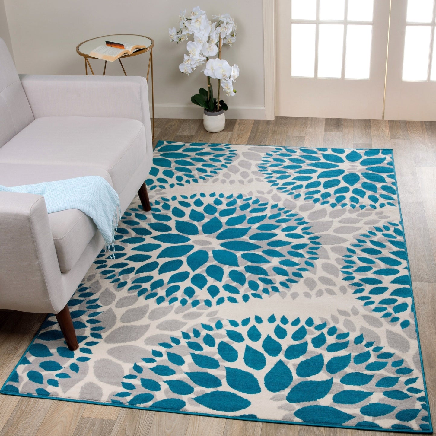 World Rug Gallery Moderner Teppich mit floralen Kreisen