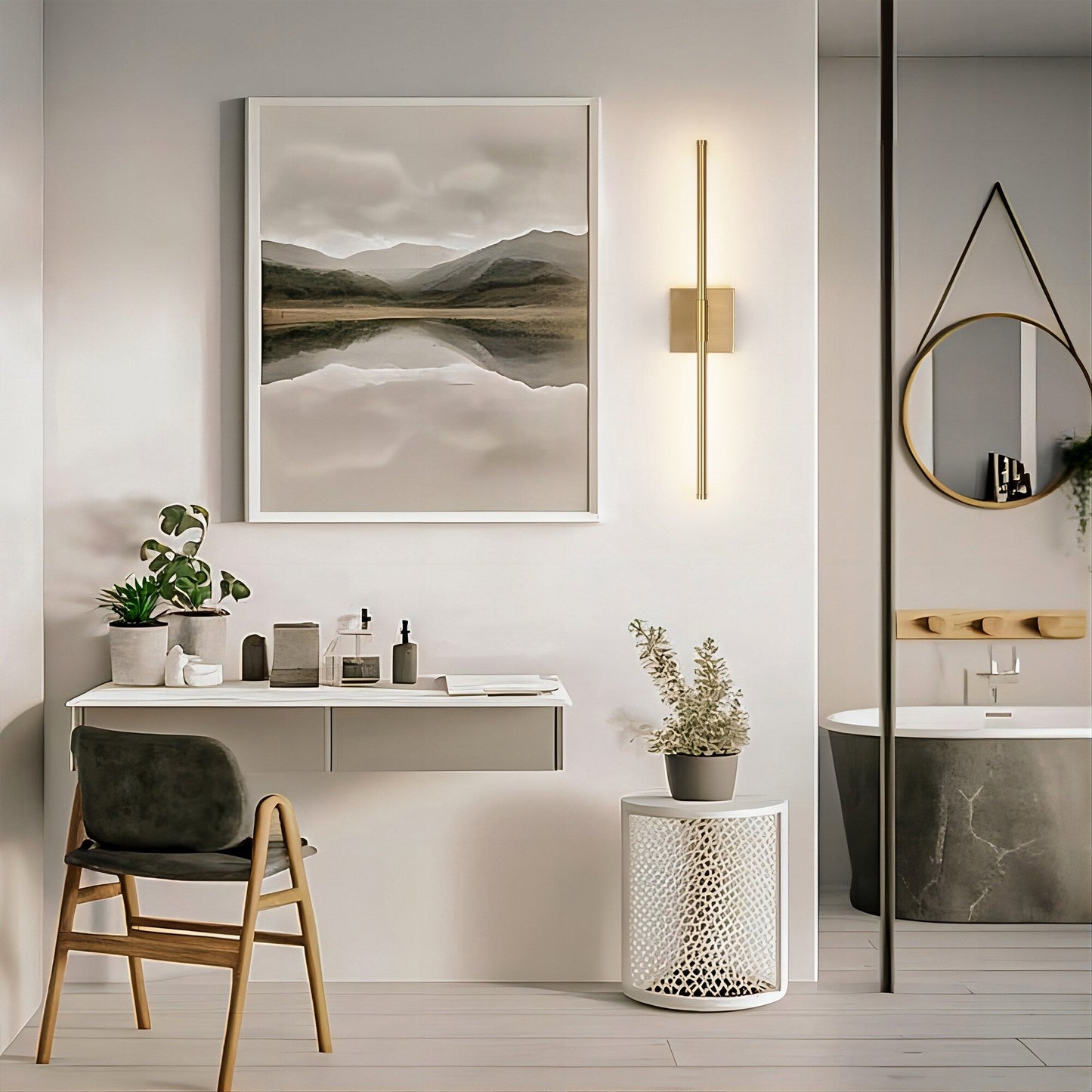 1-flammig 23,6 Zoll Moderne lineare dimmbare integrierte LED-Badezimmer-Wandleuchte