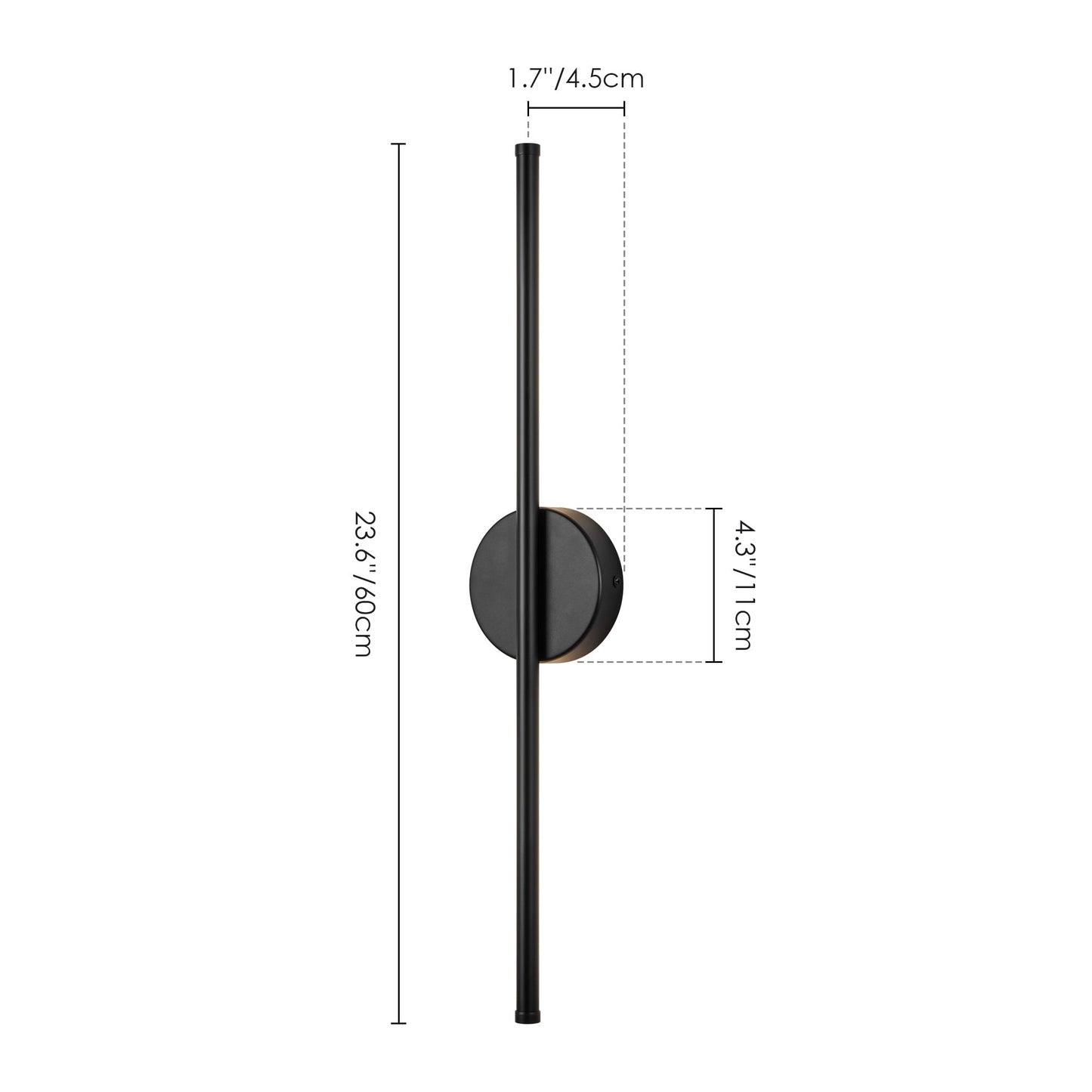 1-flammig 23,6 Zoll Moderne lineare dimmbare integrierte LED-Badezimmer-Wandleuchte
