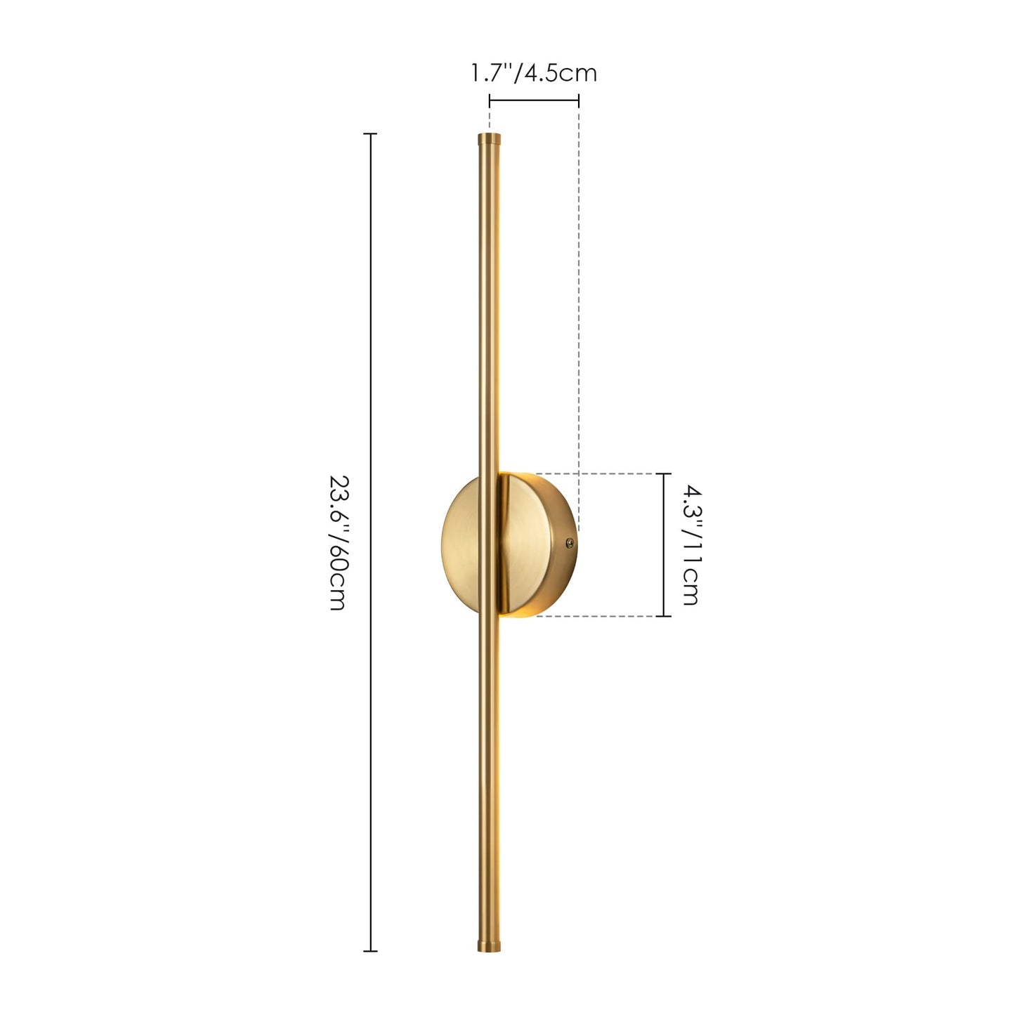 1-flammig 23,6 Zoll Moderne lineare dimmbare integrierte LED-Badezimmer-Wandleuchte