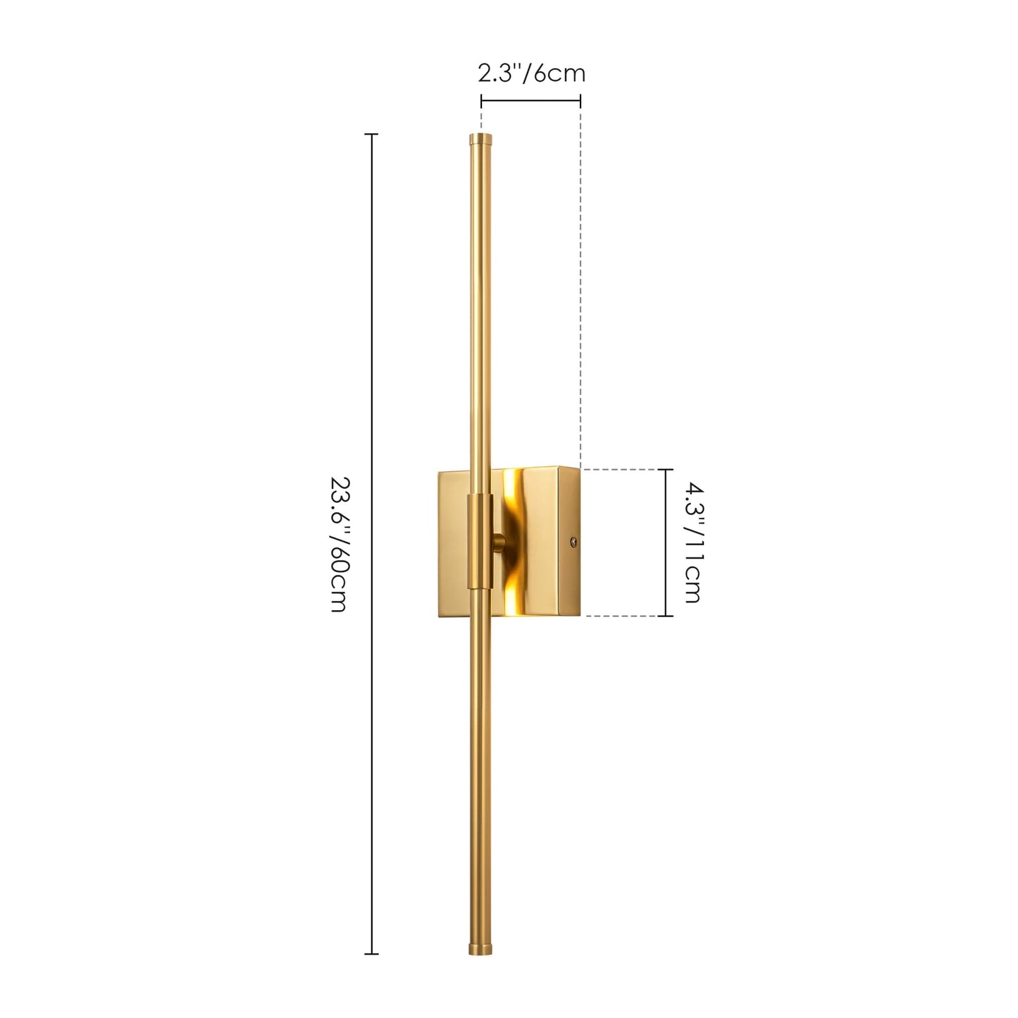 1-flammig 23,6 Zoll Moderne lineare dimmbare integrierte LED-Badezimmer-Wandleuchte