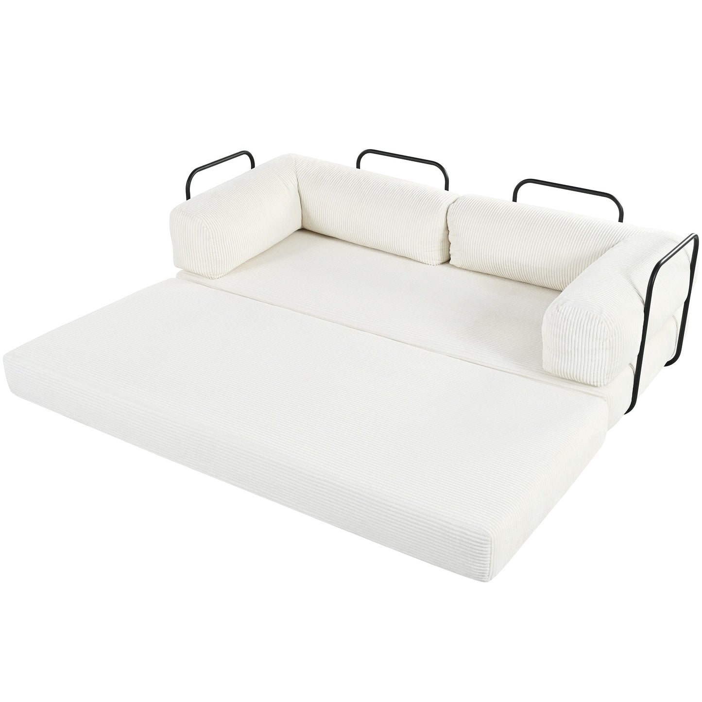 Modular L-Shaped Corduroy Sofa Bed Convertible Sectional 4-Seat Sofa with Wedge Cushions For Living Room Apartment
