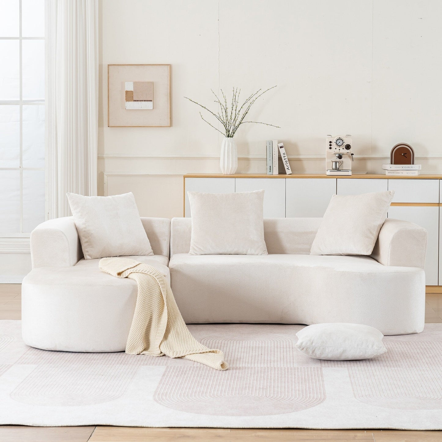 Modular L-Shaped Sectional Sofa Sleeper Couch with Chaise and Deep Seating for Living Room Office