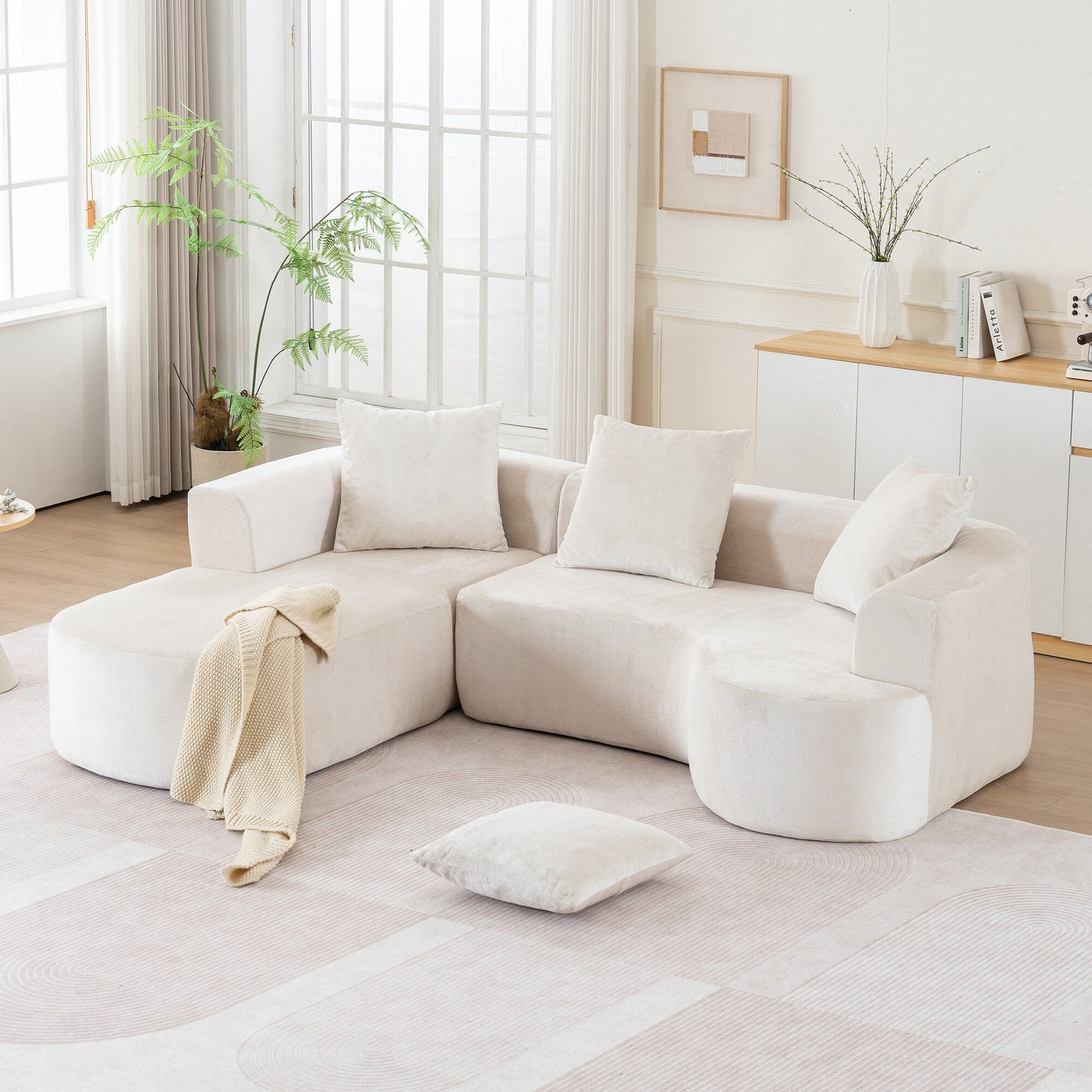 Modular L-Shaped Sectional Sofa Sleeper Couch with Chaise and Deep Seating for Living Room Office