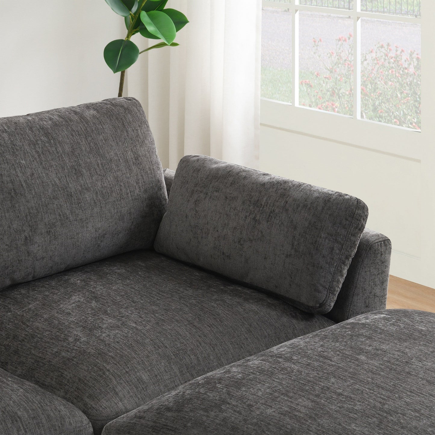 Modular L-Shaped Sectional Sofa with Foldable Table, Dual USB Charging, Side Storage Pockets and Movable Ottoman