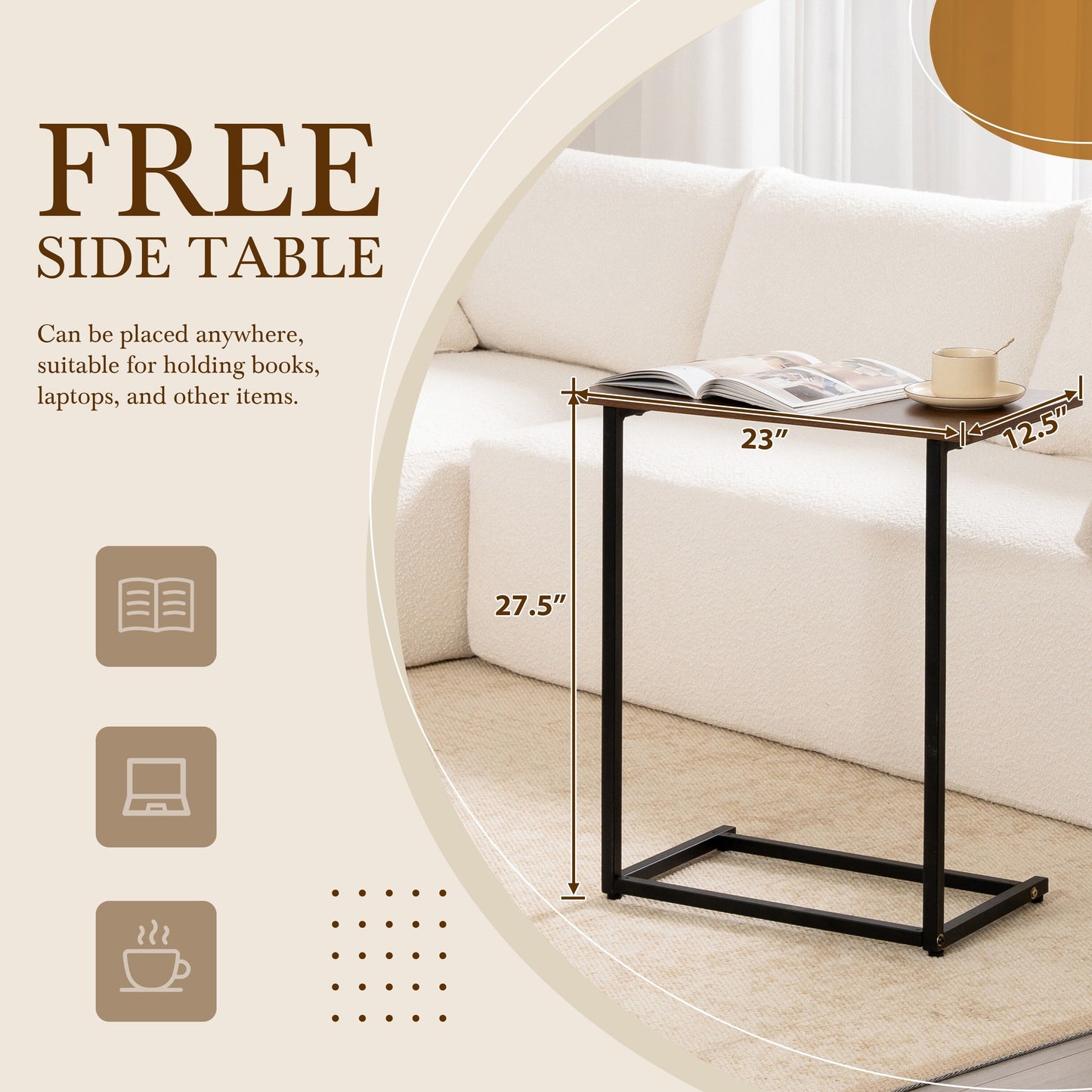 Modular Sectional Sofa With Free Side Table,Wide Seat,Fully Compressed,Wrinkle-Resistant Boucle Fabric Couch With Chaise