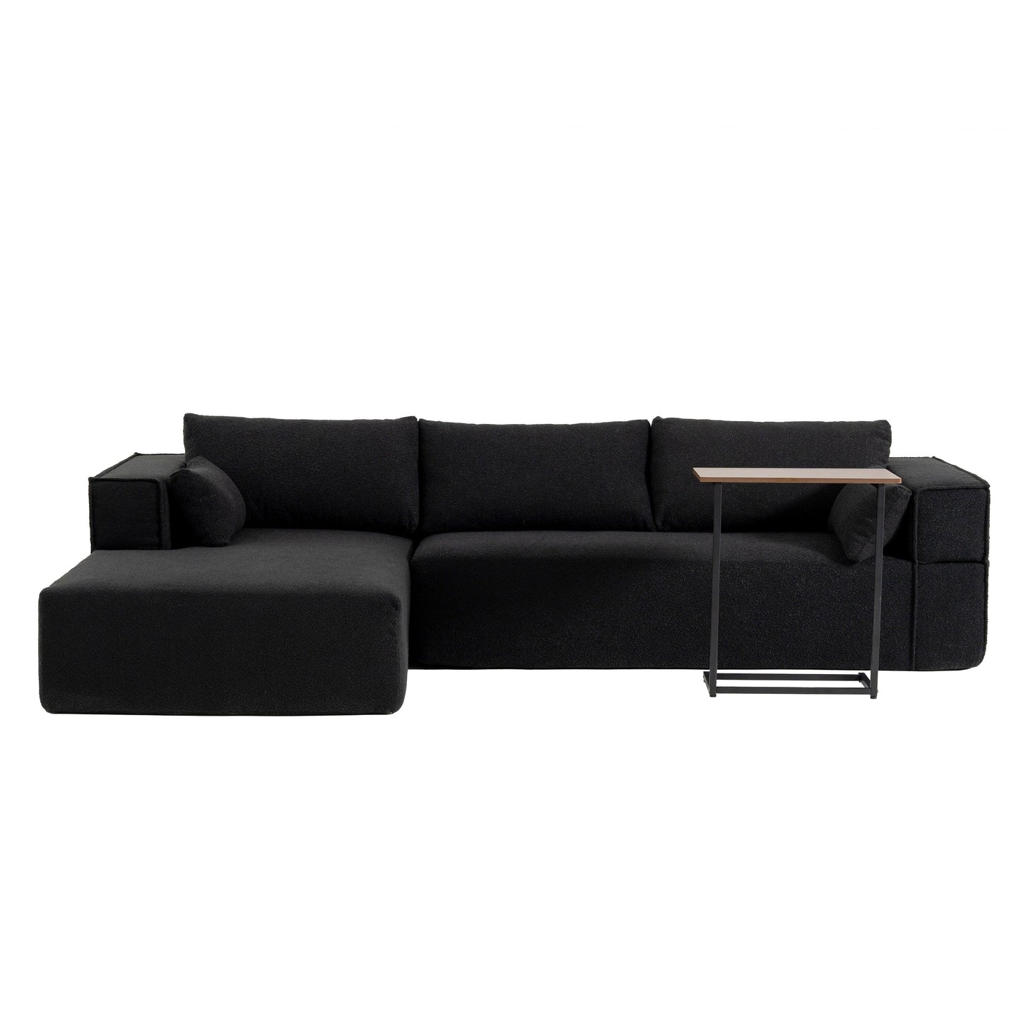 Modular Sectional Sofa With Free Side Table,Wide Seat,Fully Compressed,Wrinkle-Resistant Boucle Fabric Couch With Chaise