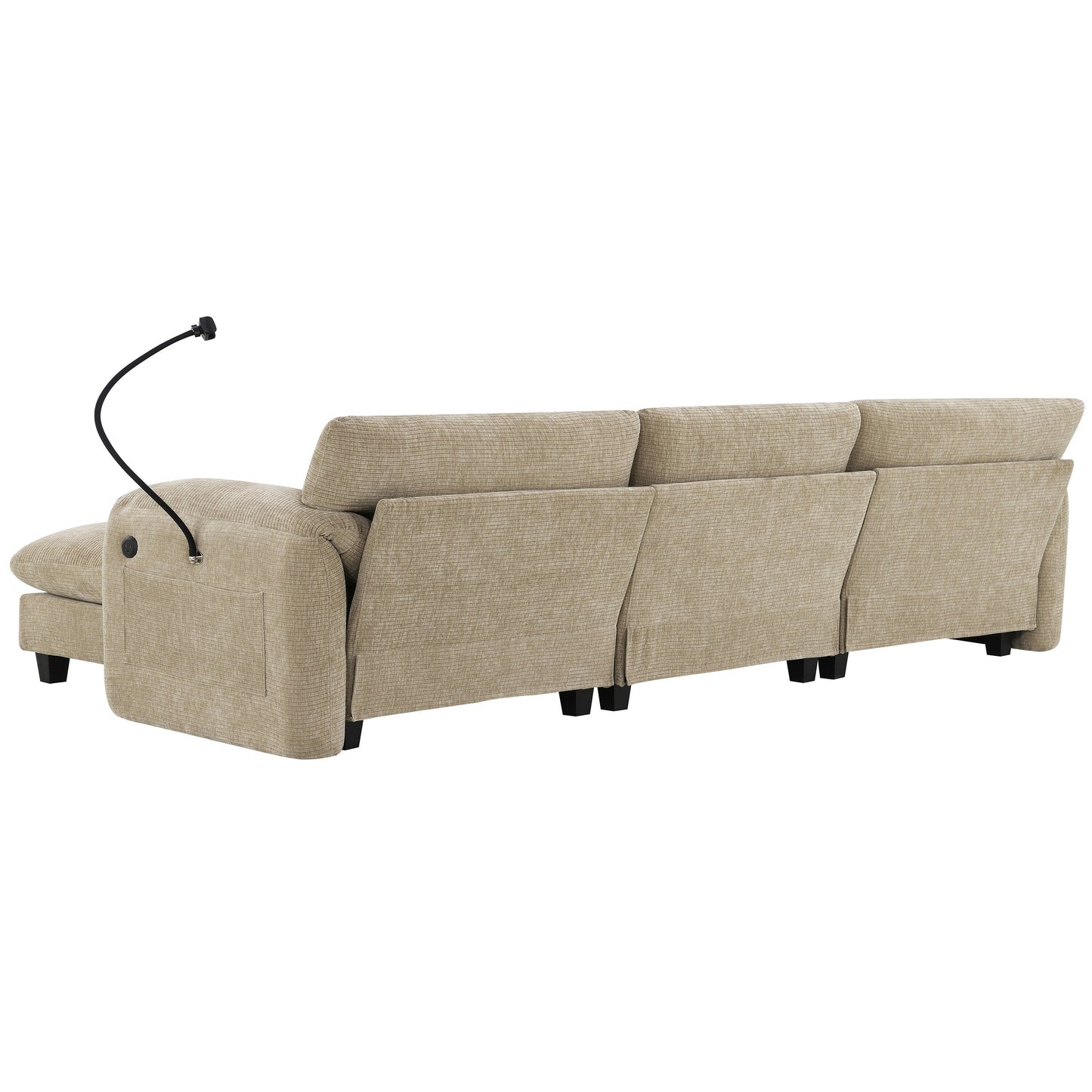 Modular Sectional Sofa, L-Shape With Extra-Wide Seat Cushion, Usb And Type-C Charger, Phone Holder & 2 Side Storage Pockets