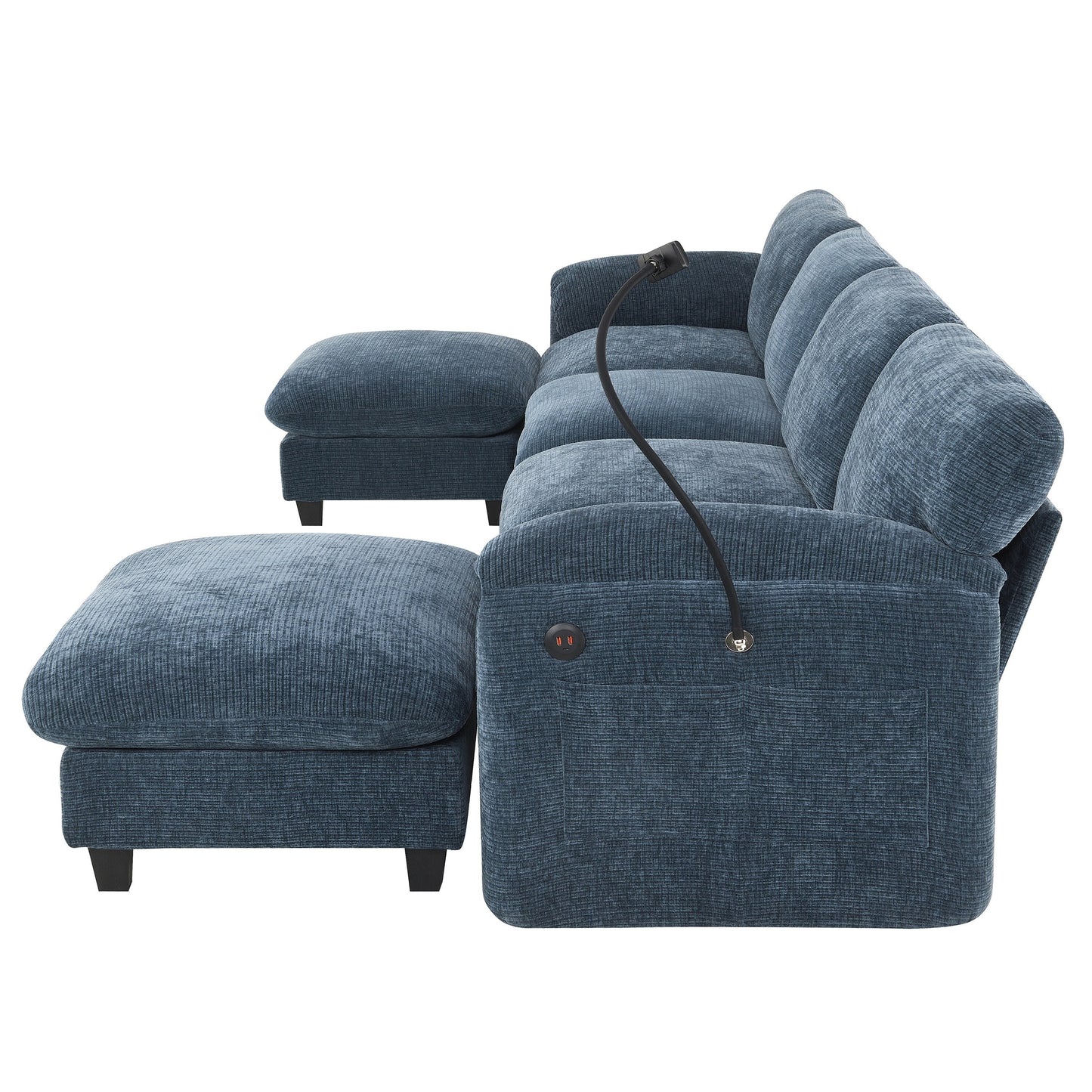 Modular Sectional Sofa, U-Shape With Extra-Wide Seat Cushion, Usb And Type-C Charger, Phone Holder And 2 Side Storage Pockets