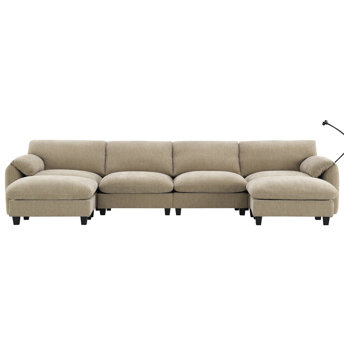 Modular Sectional Sofa, U-Shape With Extra-Wide Seat Cushion, Usb And Type-C Charger, Phone Holder And 2 Side Storage Pockets