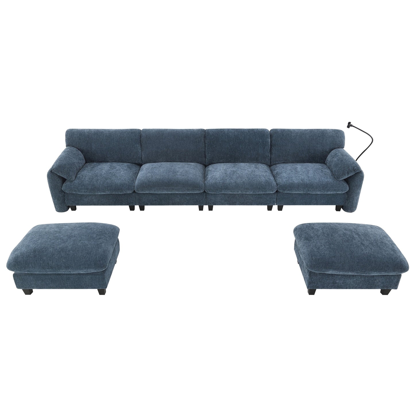 Modular Sectional Sofa, U-Shape With Extra-Wide Seat Cushion, Usb And Type-C Charger, Phone Holder And 2 Side Storage Pockets