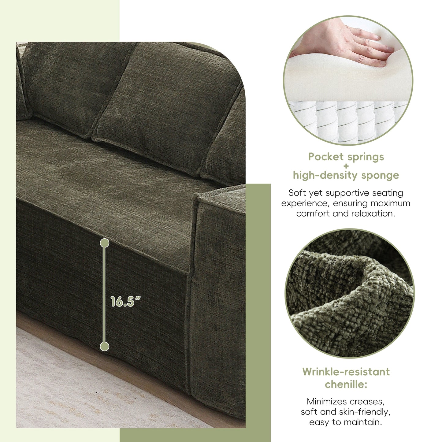 Modular Sectional Sofa,6 Seat Wrinkle-Resistant Chenille Couch Set,2 Pc Free Combination,Modern L-Shaped Cloud Sofa Set