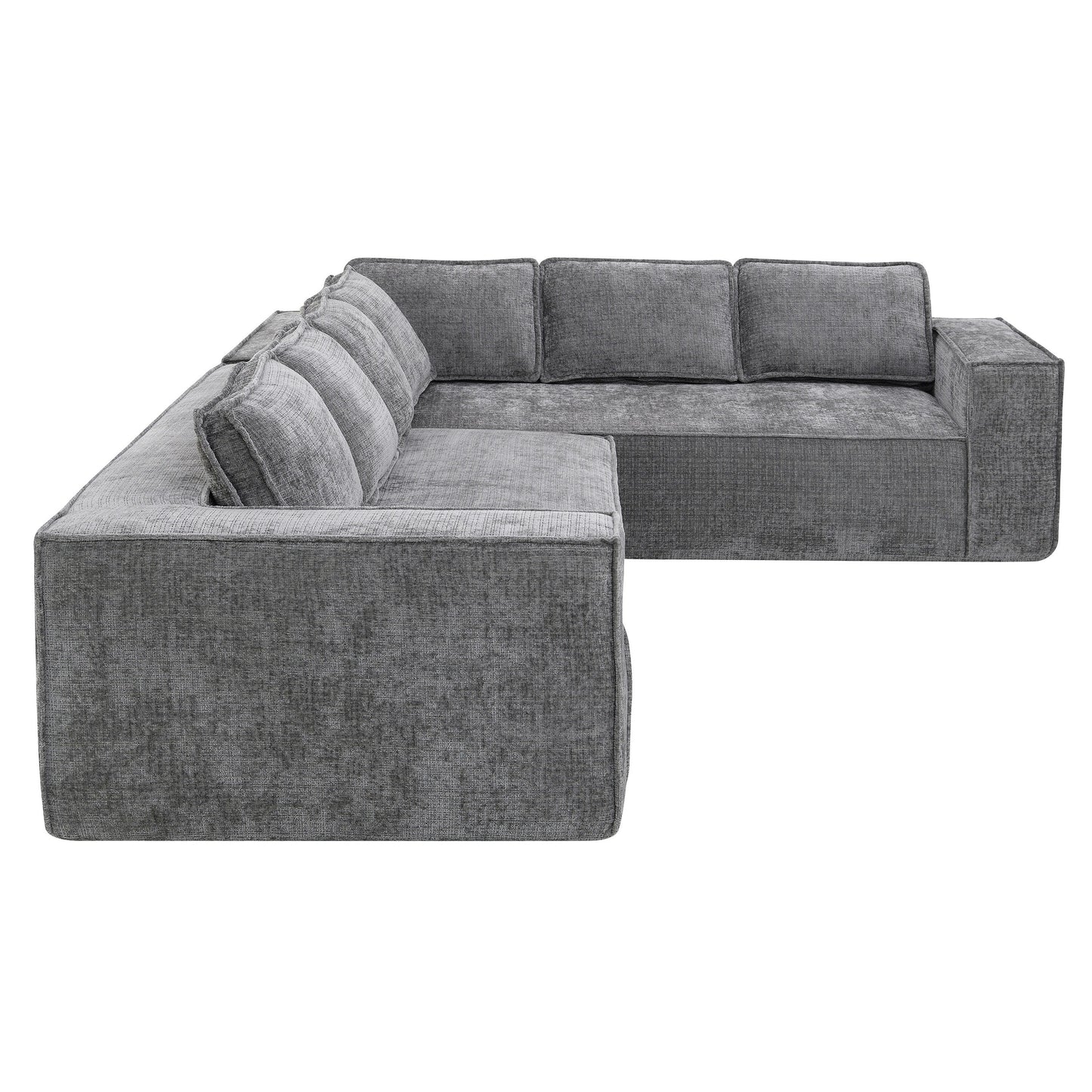 Modular Sectional Sofa,6 Seat Wrinkle-Resistant Chenille Couch Set,2 Pc Free Combination,Modern L-Shaped Cloud Sofa Set