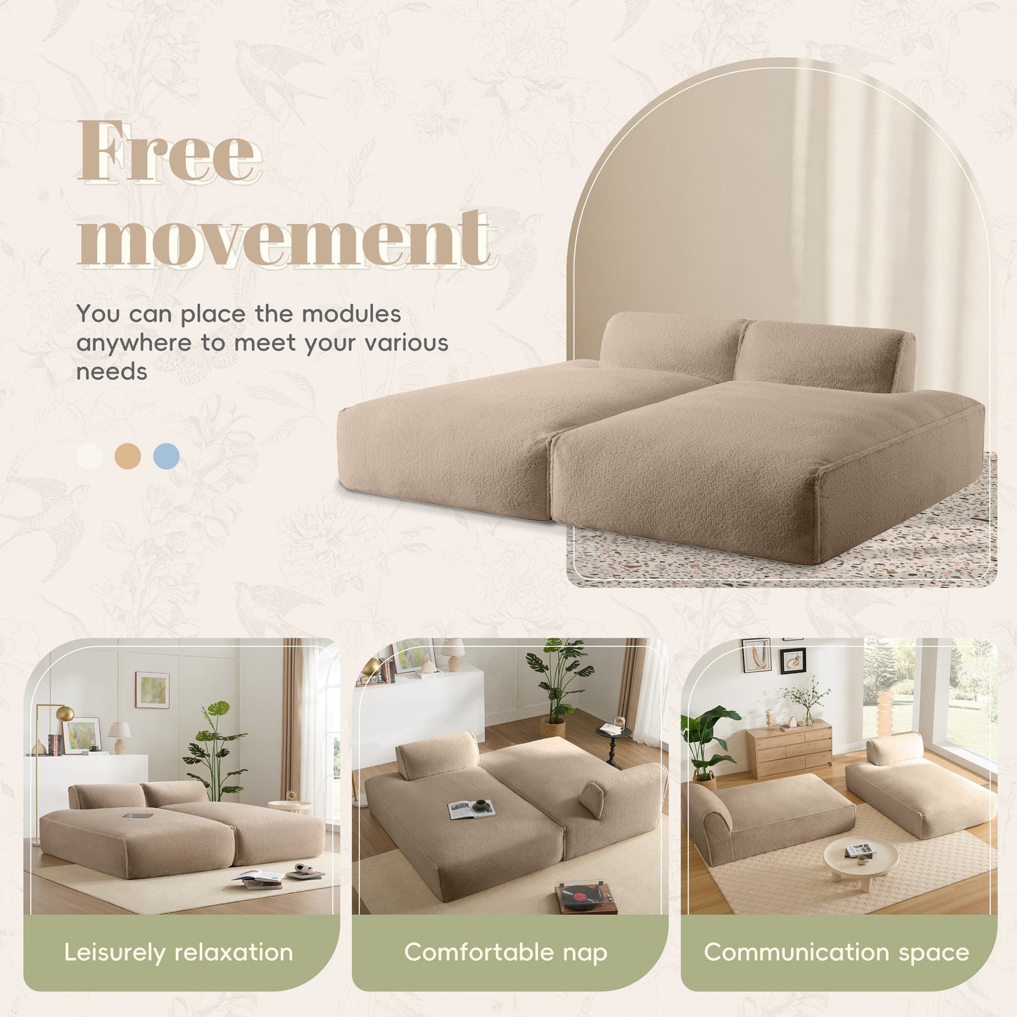 Modular Sectional Sofa,Fully Compressed,Spacious Foam-Filled Sofa Bed For Living Room,Elderly - Friendly Design