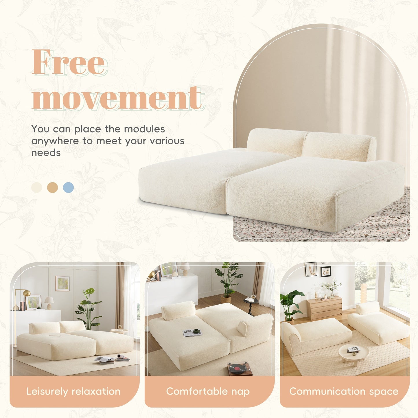 Modular Sectional Sofa,Fully Compressed,Spacious Foam-Filled Sofa Bed For Living Room,Elderly - Friendly Design