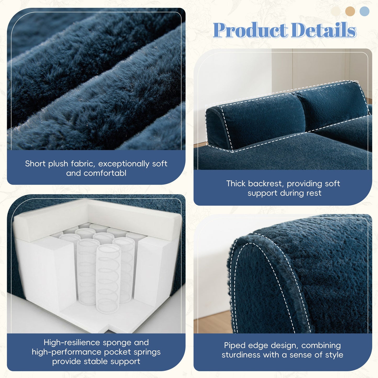 Modular Sectional Sofa,Fully Compressed,Spacious Foam-Filled Sofa Bed For Living Room,Elderly - Friendly Design