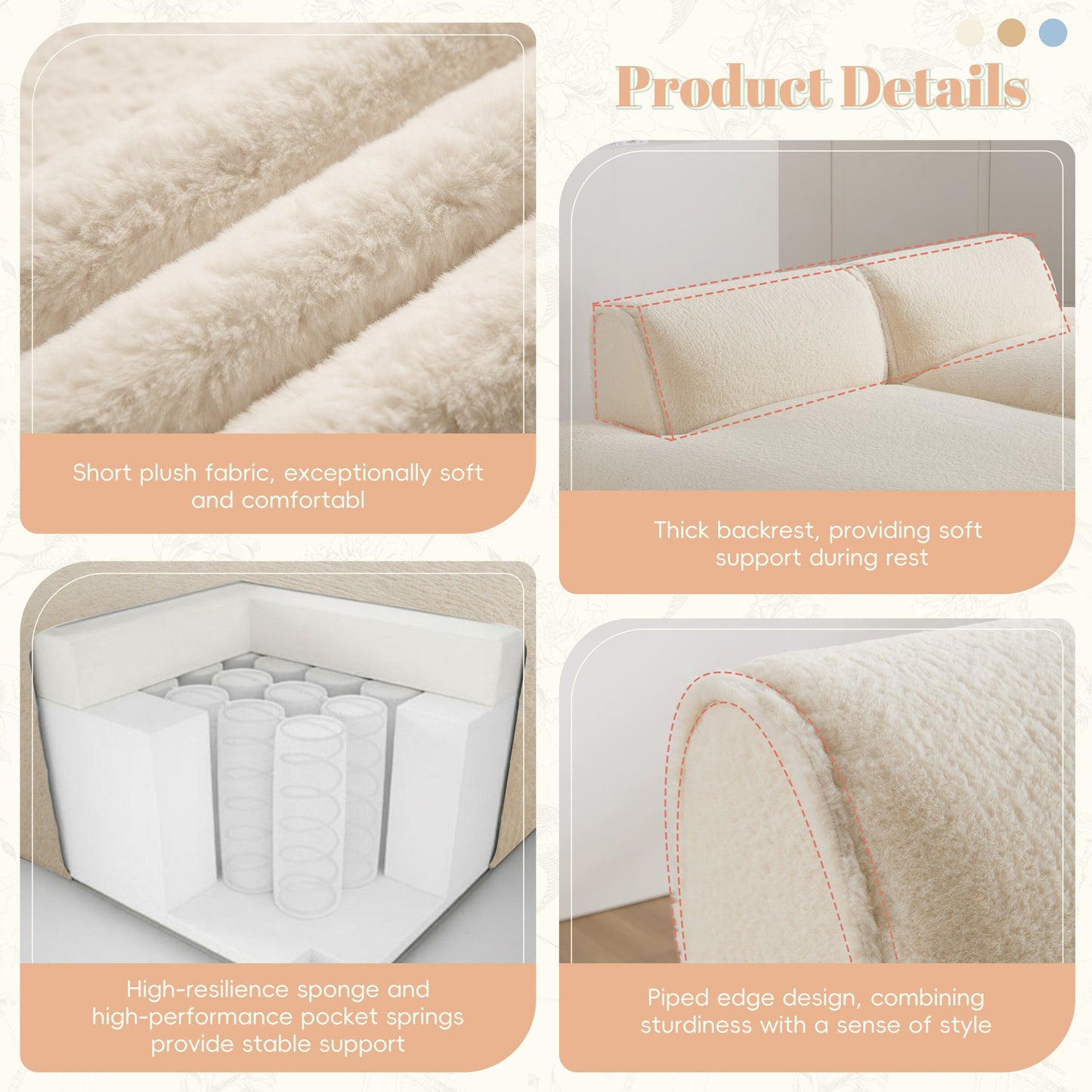 Modular Sectional Sofa,Fully Compressed,Spacious Foam-Filled Sofa Bed For Living Room,Elderly - Friendly Design