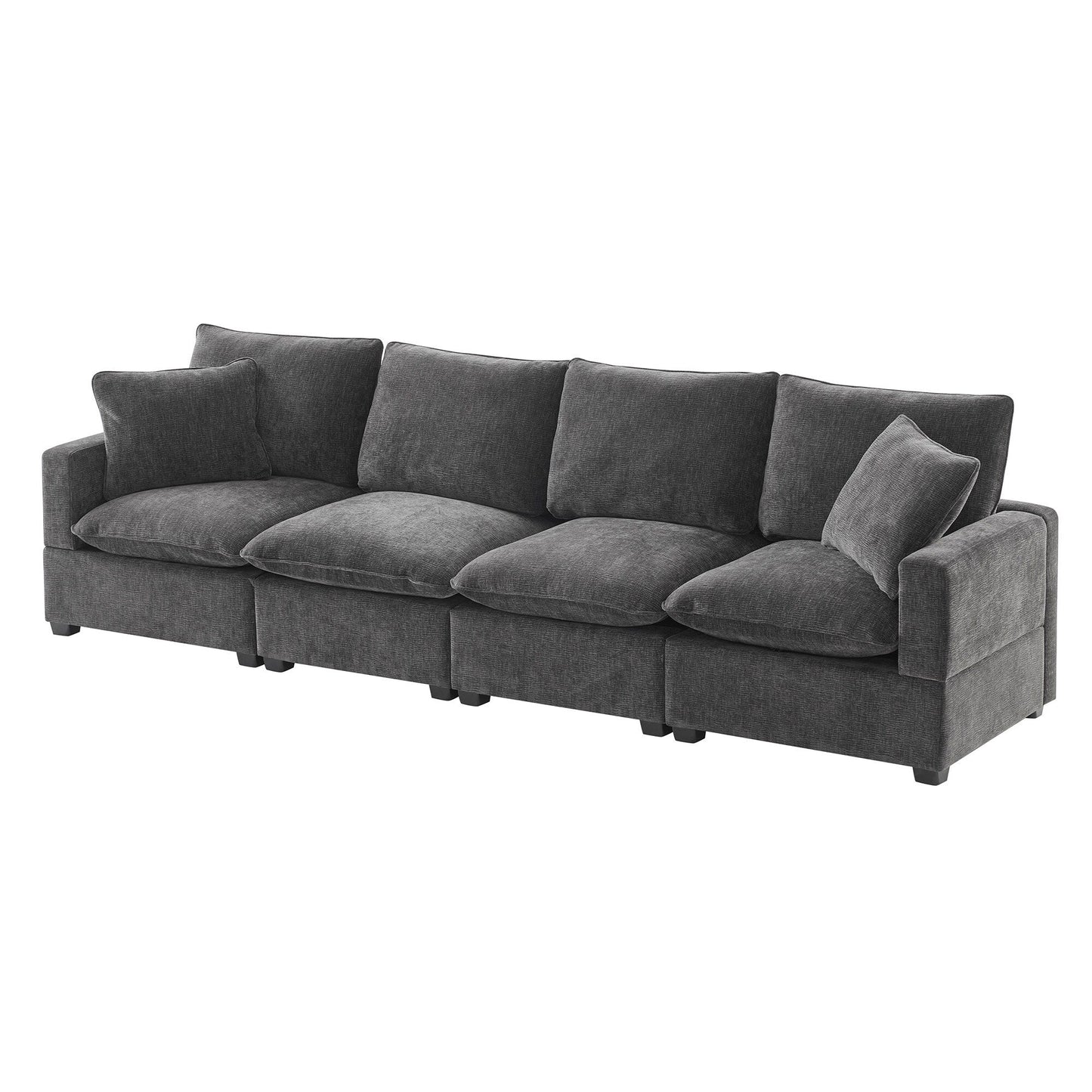 Modular Sofa, 4 Seat Chenille Sectional Couch Set With 2 Pillows Included, Freely Combinable