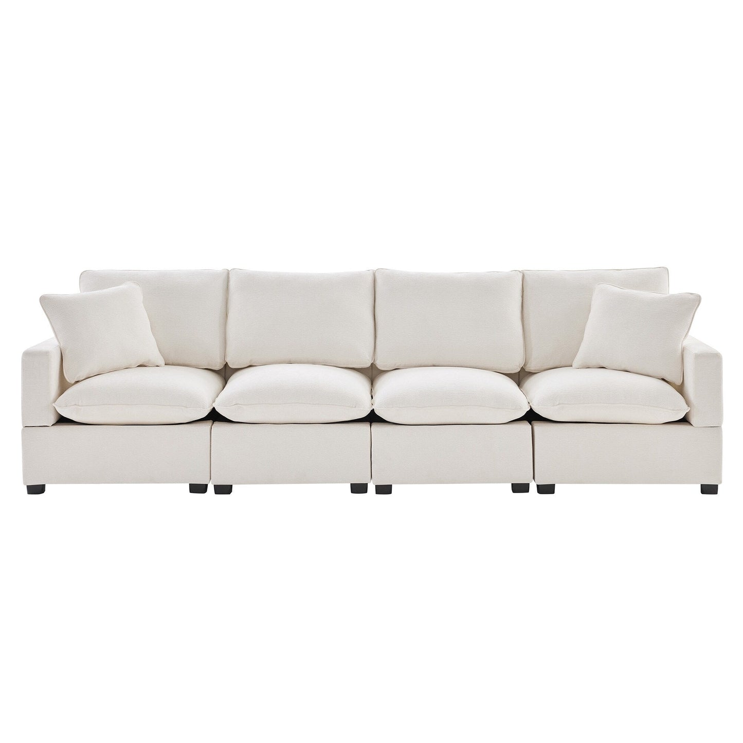 Modular Sofa, 4 Seat Chenille Sectional Couch Set With 2 Pillows Included, Freely Combinable
