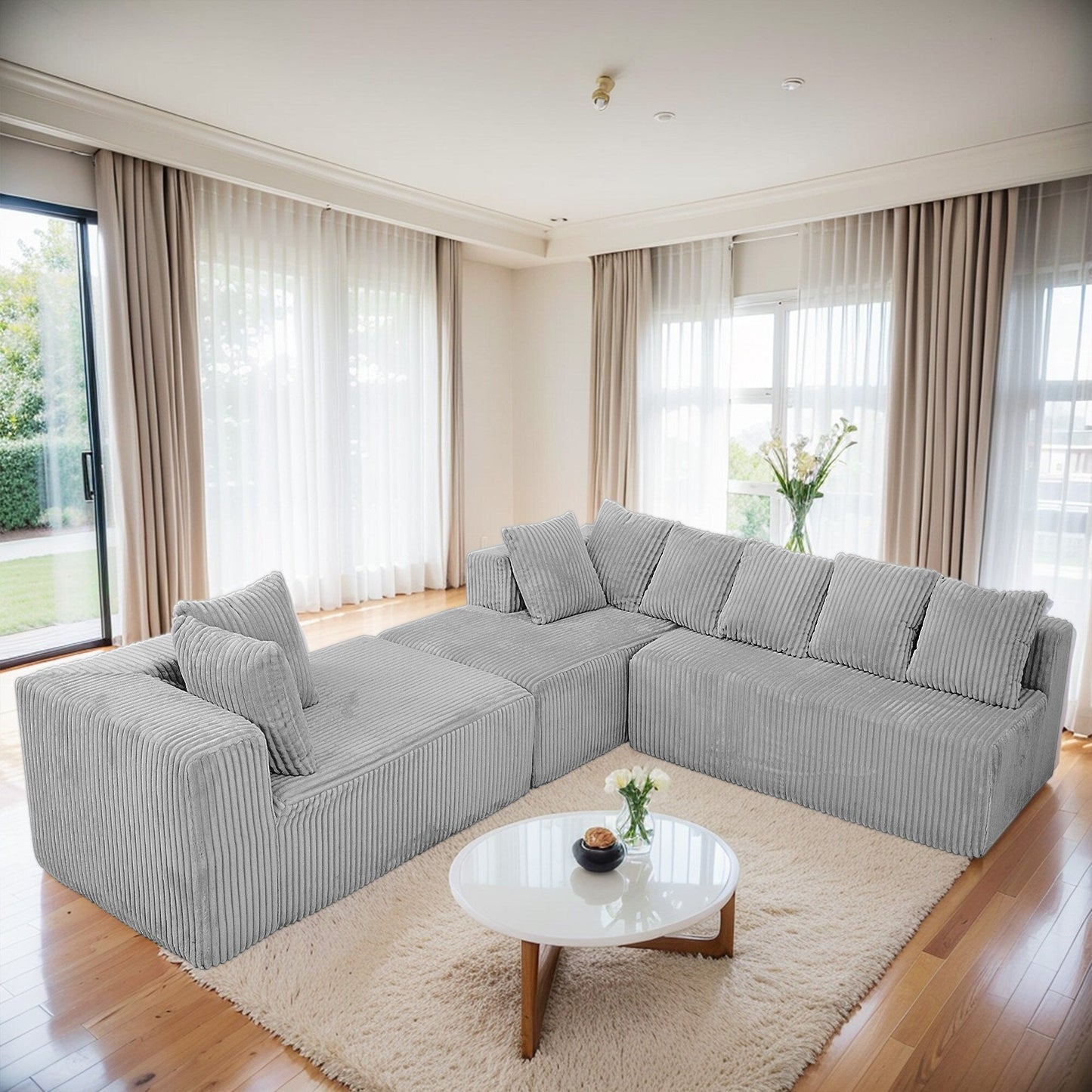 Modular U-Shaped Sectional Sofa 4-Seater Chaise Lounge with Reversible Design for Living Room Bedroom