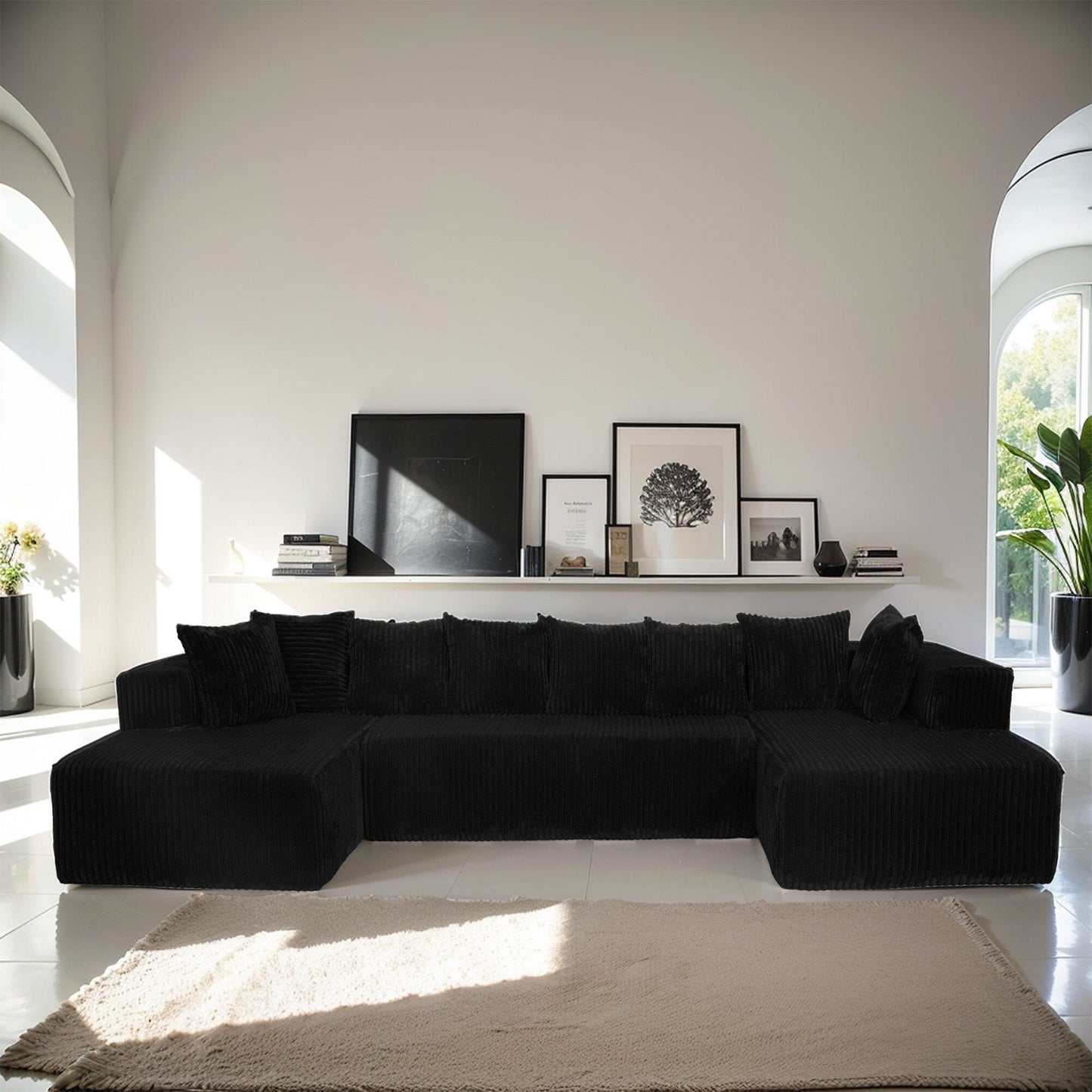 Modular U-Shaped Sectional Sofa 4-Seater Chaise Lounge with Reversible Design for Living Room Bedroom