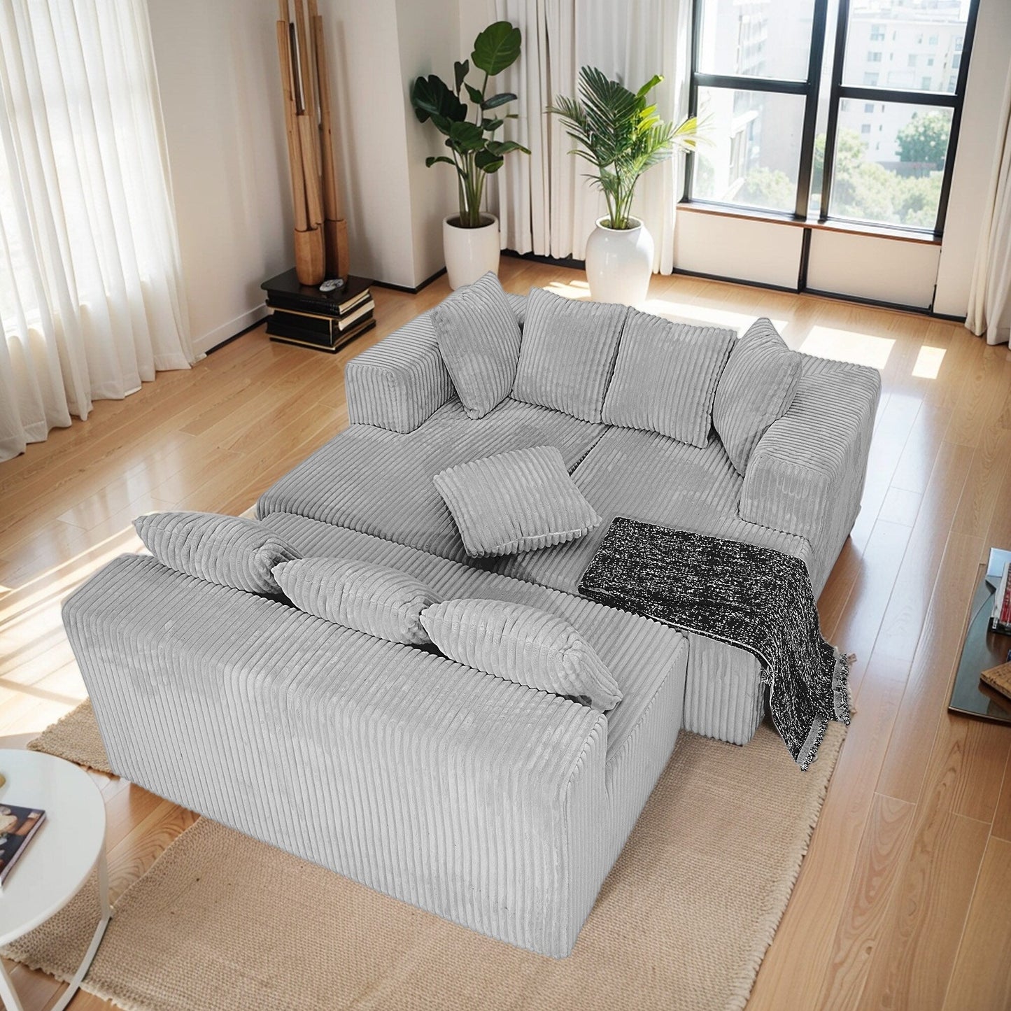 Modular U-Shaped Sectional Sofa 4-Seater Chaise Lounge with Reversible Design for Living Room Bedroom