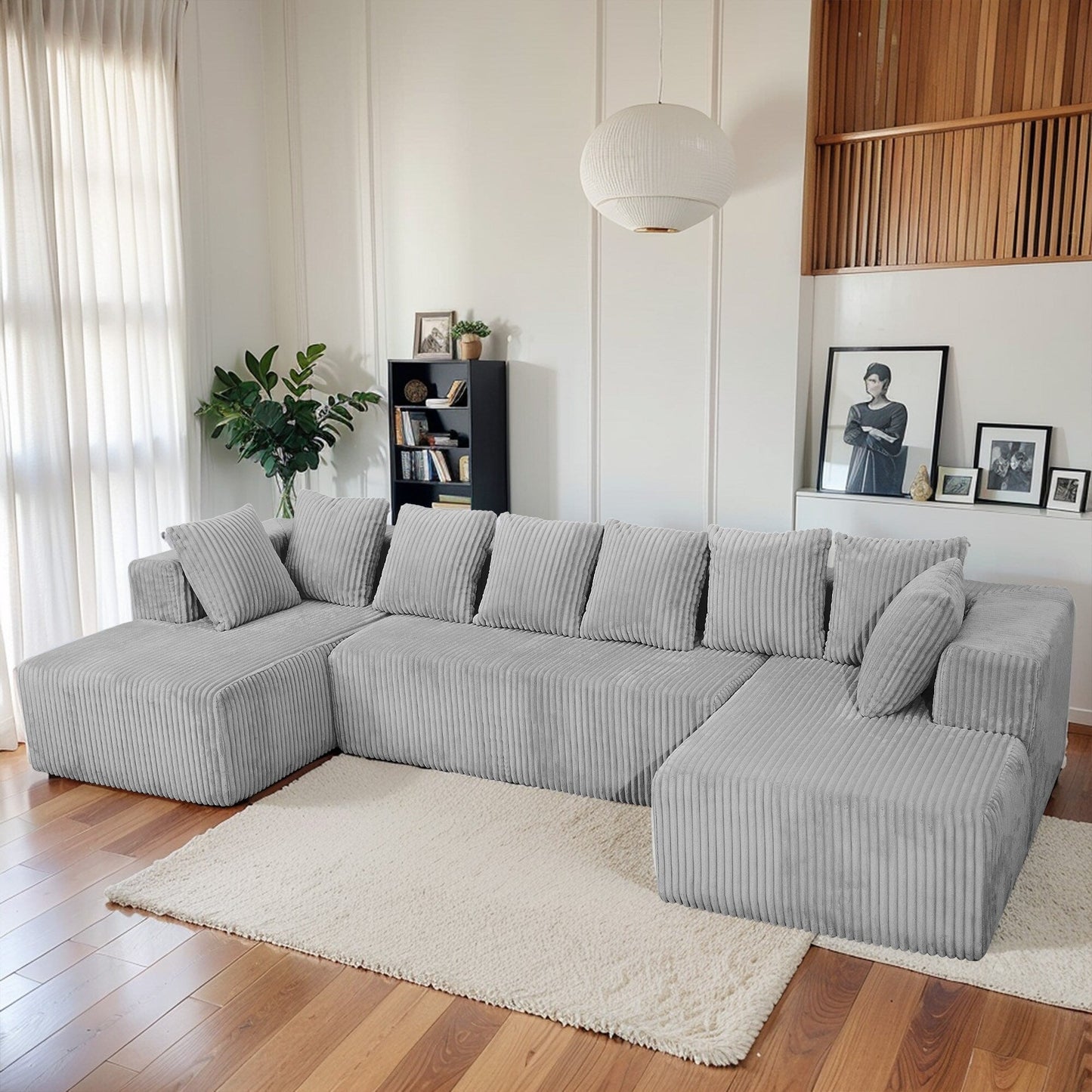 Modular U-Shaped Sectional Sofa 4-Seater Chaise Lounge with Reversible Design for Living Room Bedroom