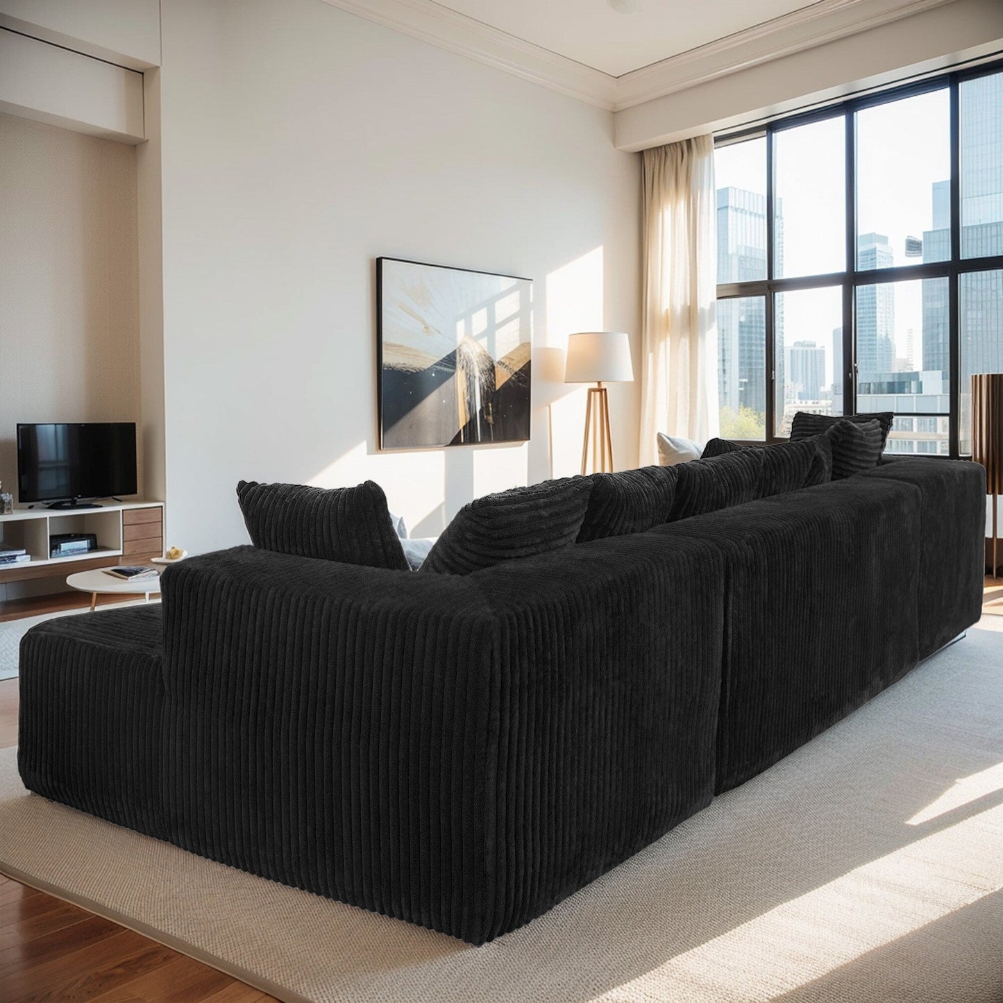 Modular U-Shaped Sectional Sofa 4-Seater Chaise Lounge with Reversible Design for Living Room Bedroom