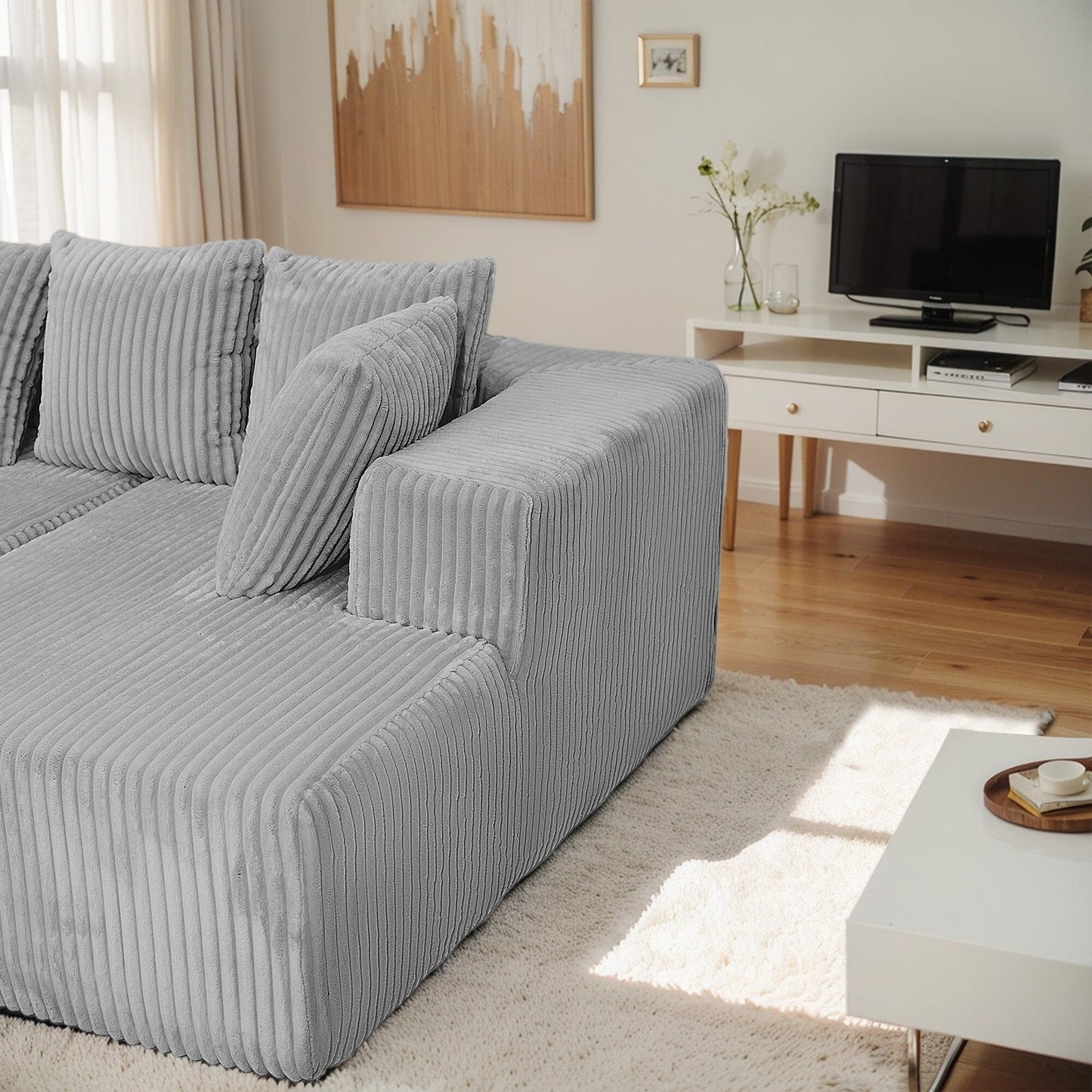 Modular U-Shaped Sectional Sofa 4-Seater Chaise Lounge with Reversible Design for Living Room Bedroom