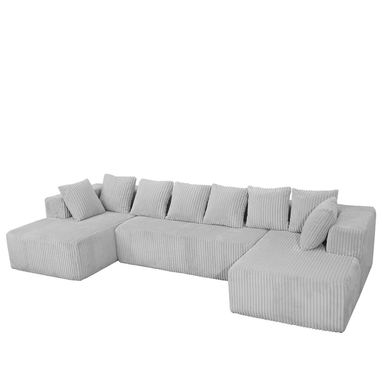 Modular U-Shaped Sectional Sofa 4-Seater Chaise Lounge with Reversible Design for Living Room Bedroom
