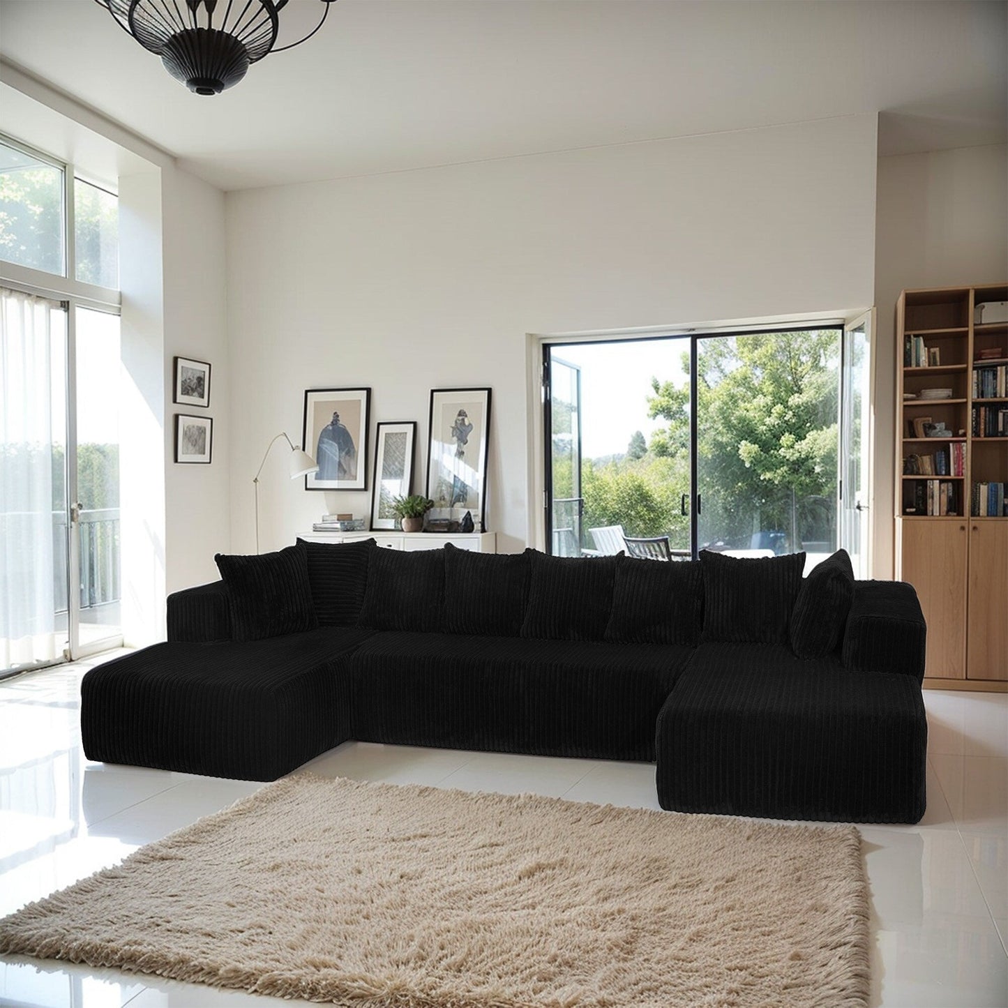 Modular U-Shaped Sectional Sofa 4-Seater Chaise Lounge with Reversible Design for Living Room Bedroom