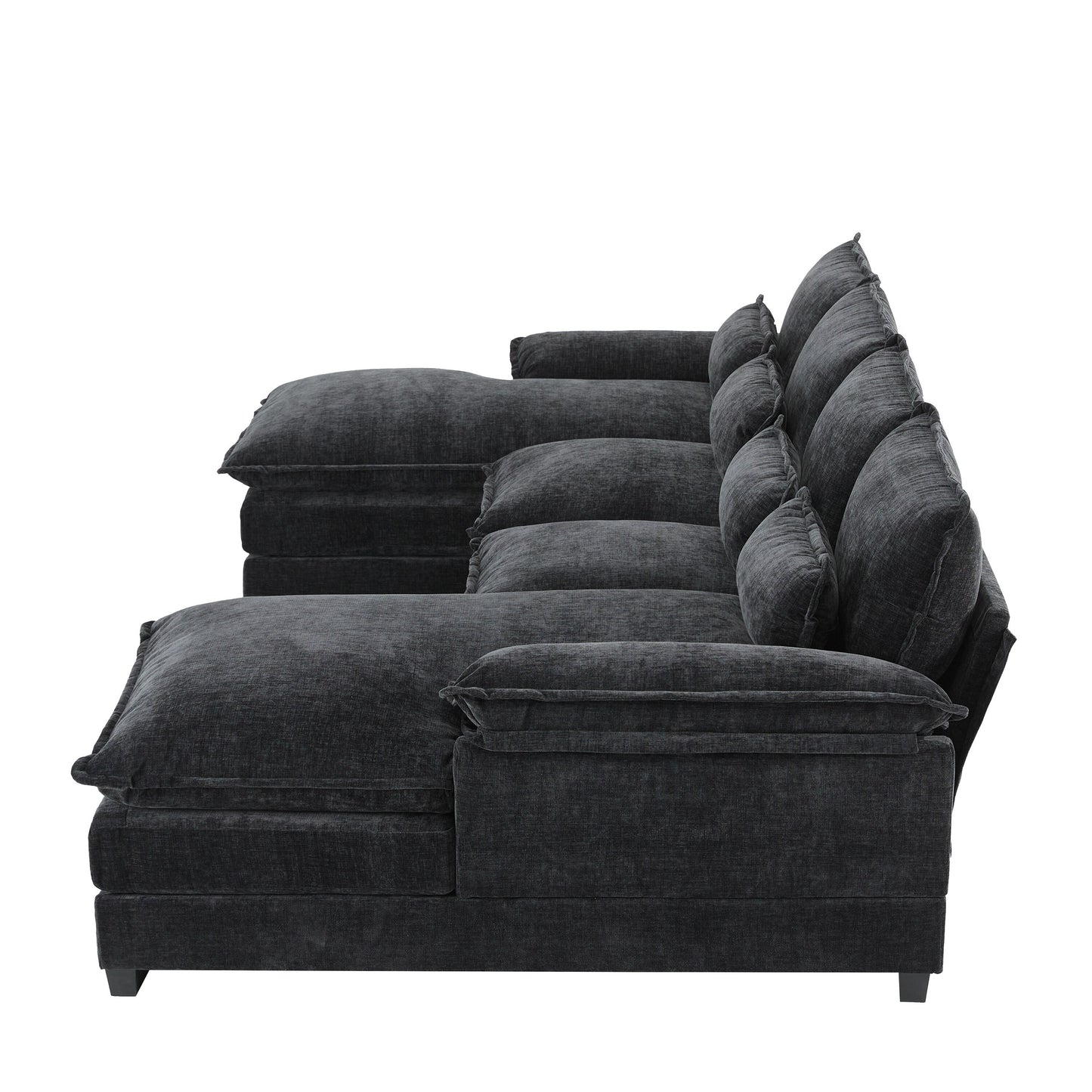 Modular U-Shaped Sectional Sofa With Waist Pillows,6 Seat Upholstered Symmetrical,Chenille Cloud Couch Set With Chaise Lounge